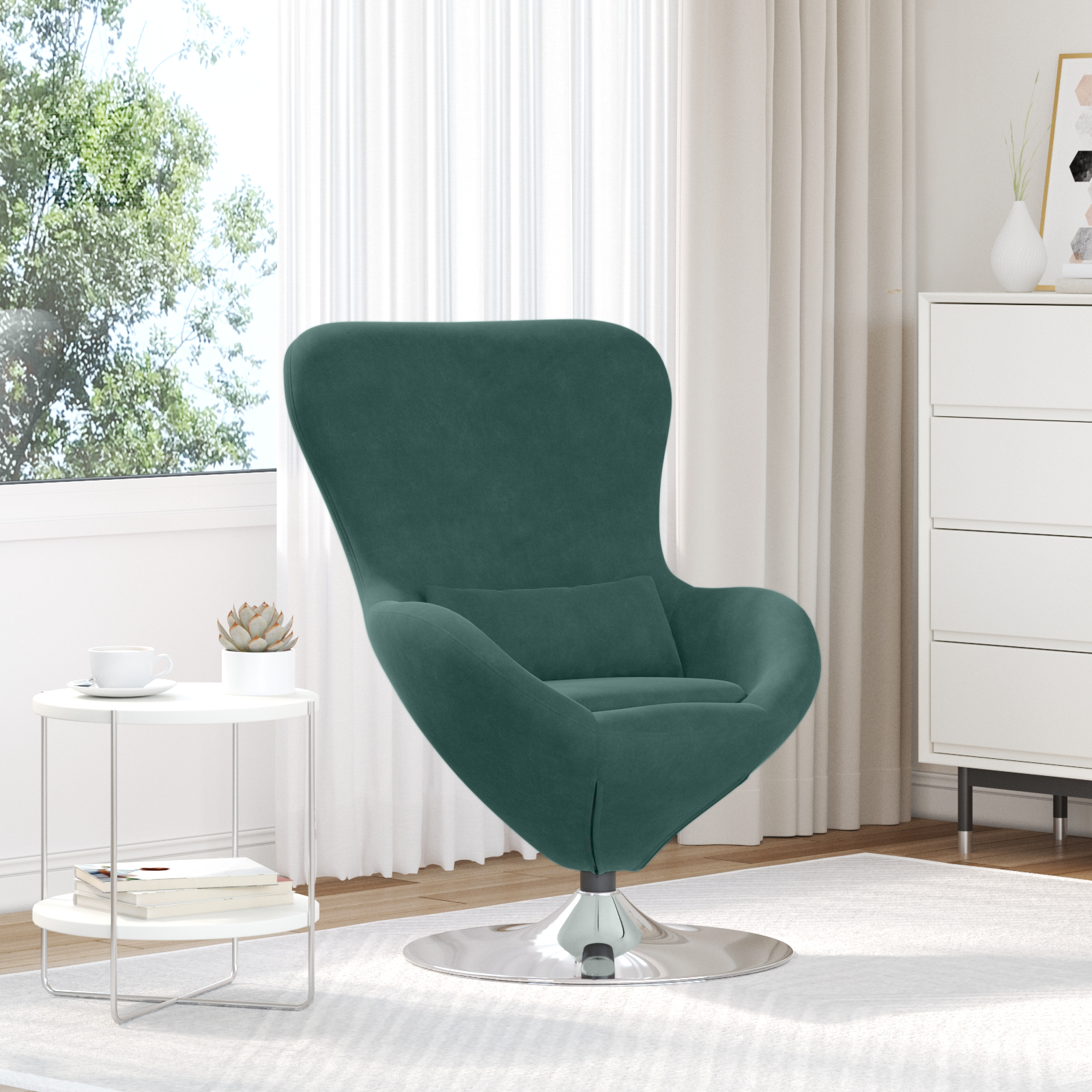 Egg Chair Dark Green Velvet