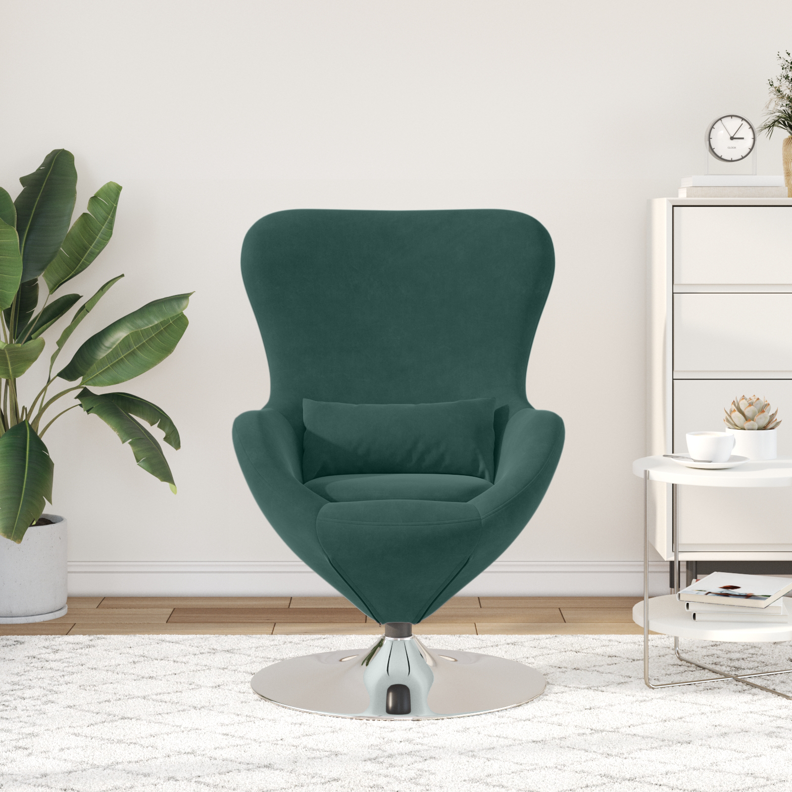 Egg Chair Dark Green Velvet - Image 3