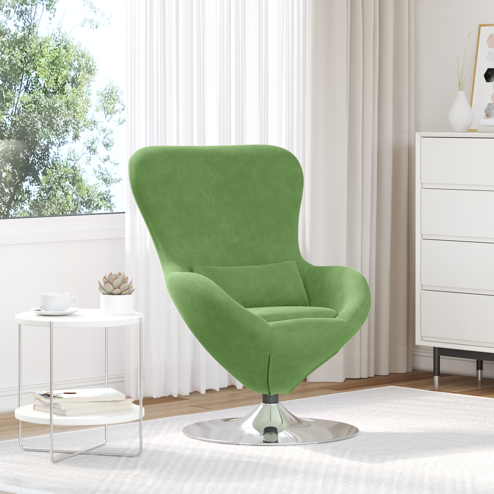 Egg Chair Light Green Velvet