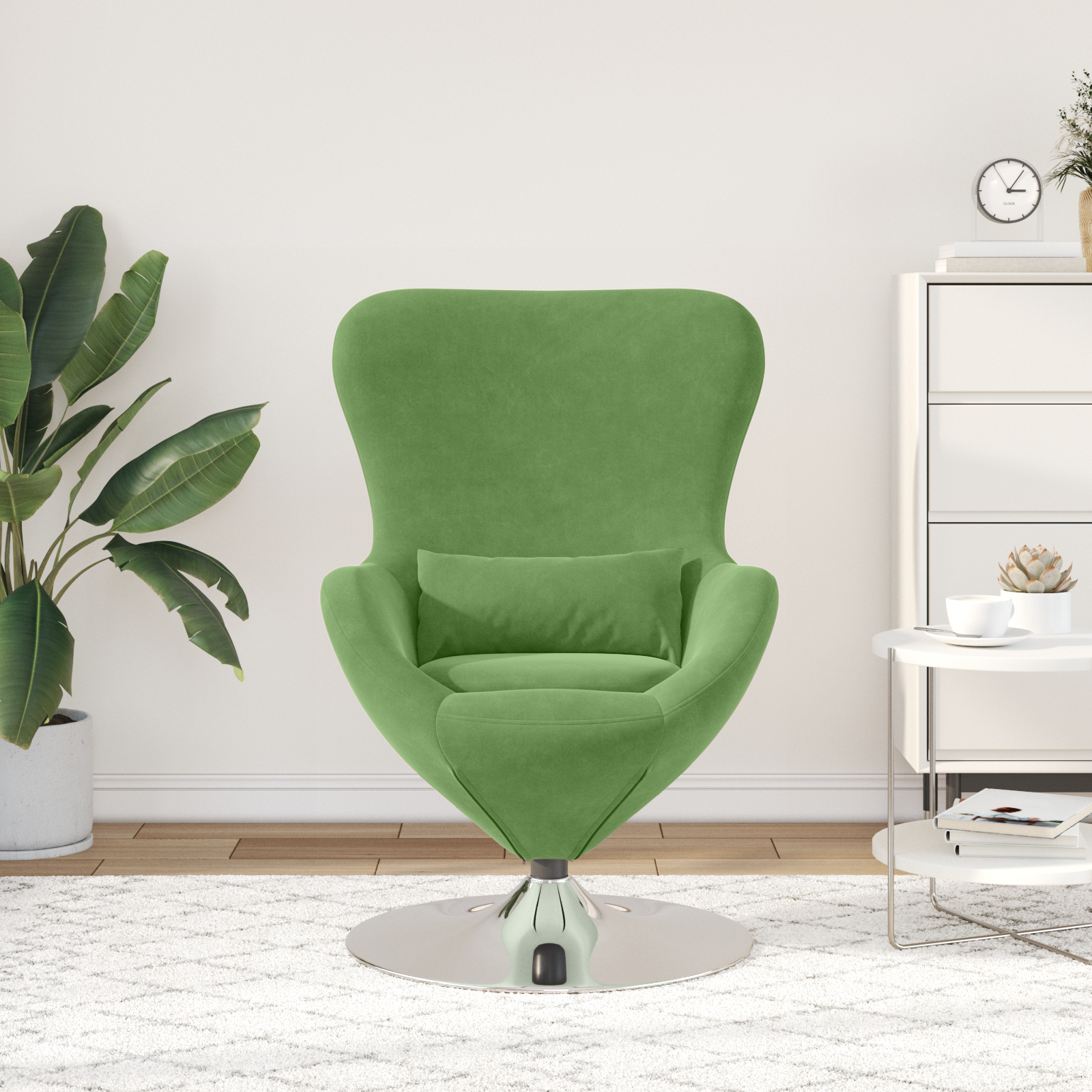 Egg Chair Light Green Velvet - Image 3