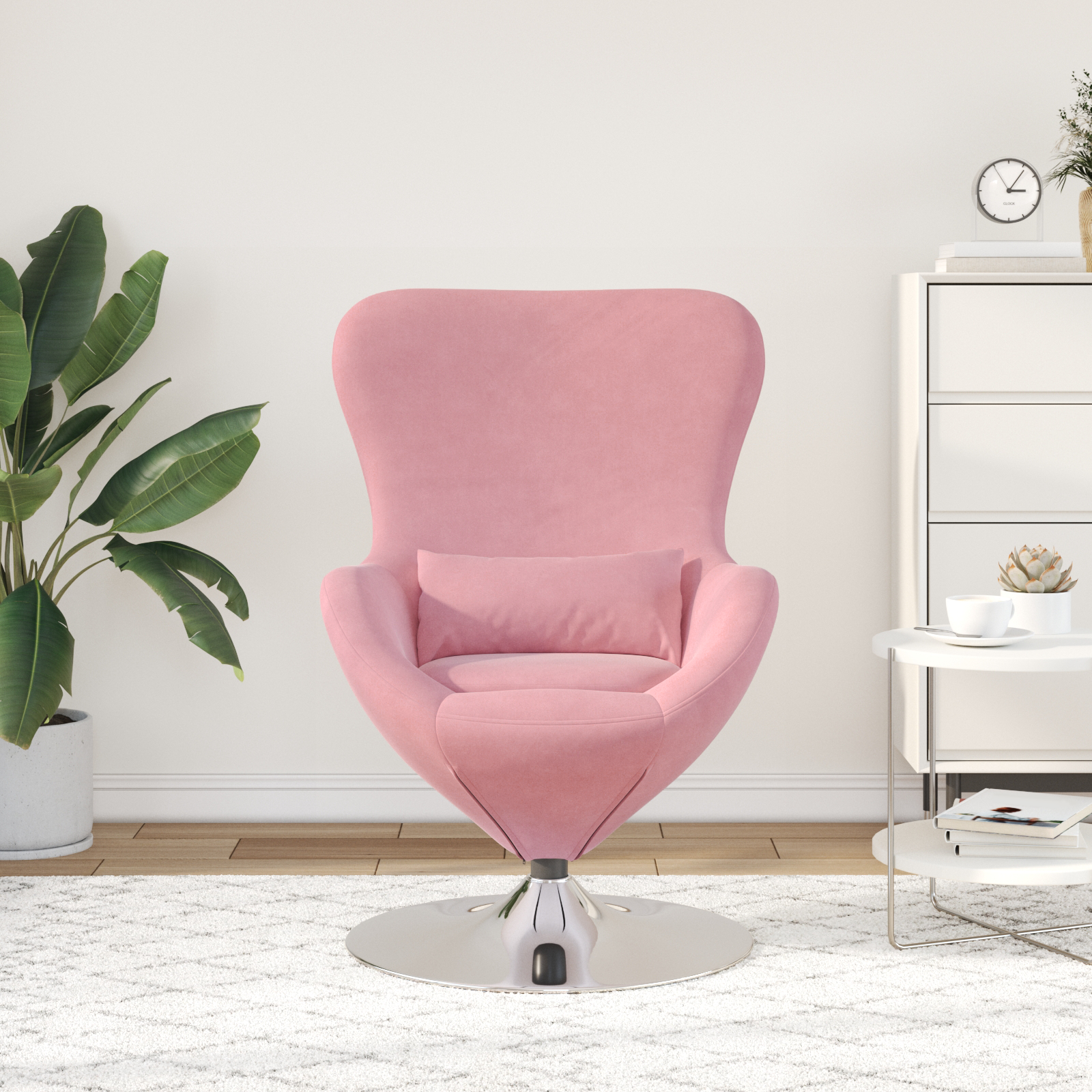 Egg Chair Pink Velvet - Image 3
