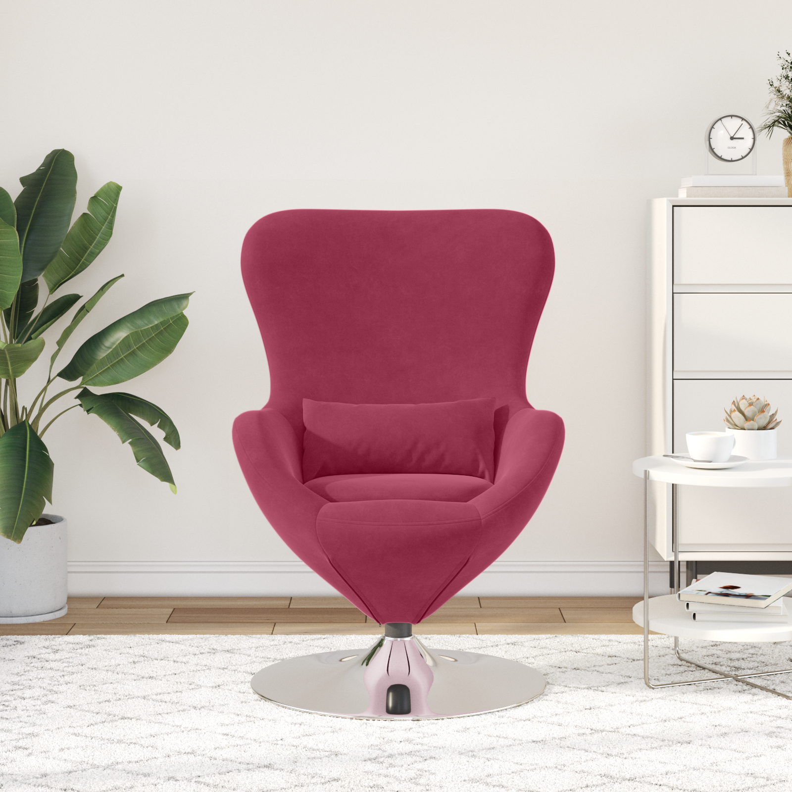 Egg Chair Wine Red Velvet - Image 3
