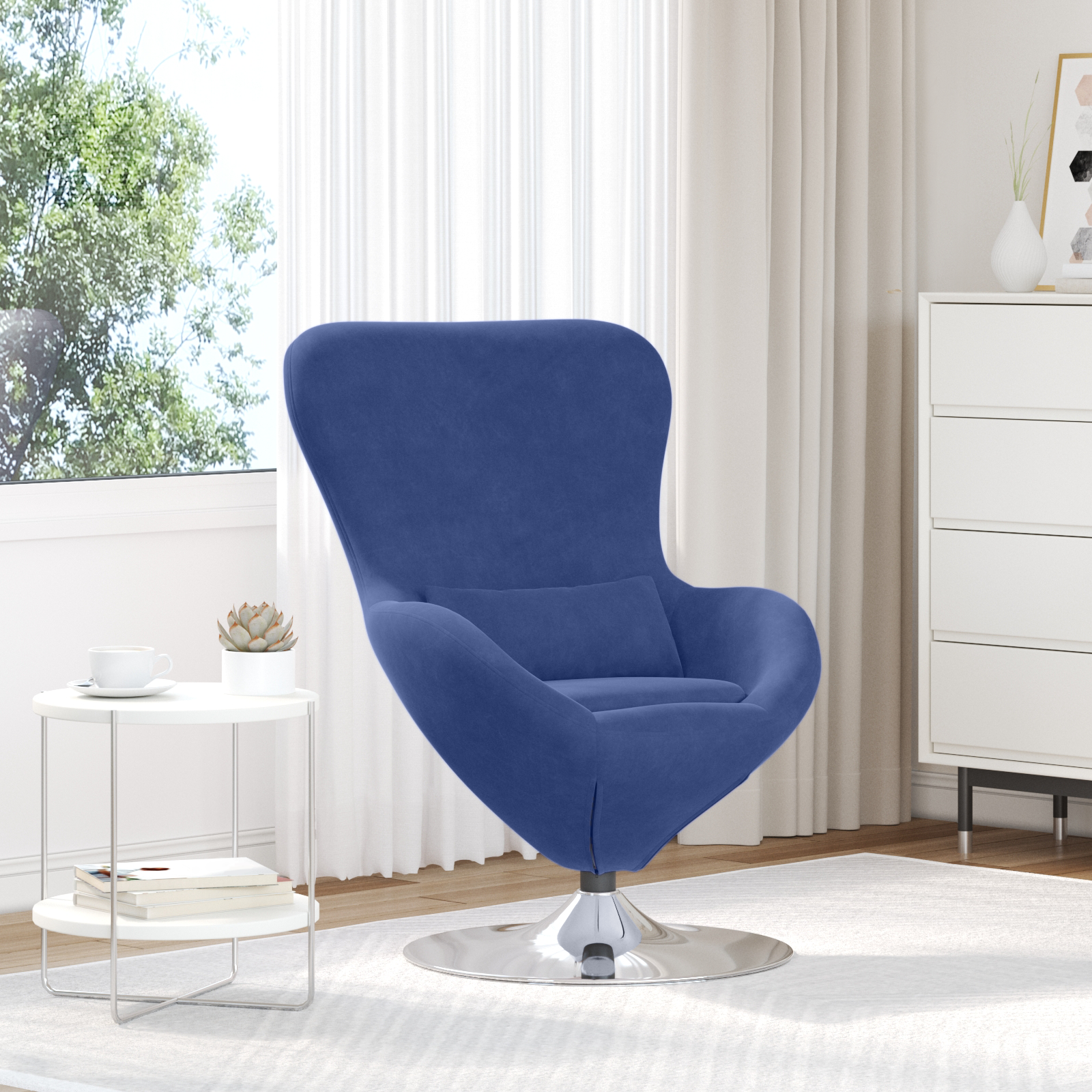 Egg Chair Police Blue Velvet