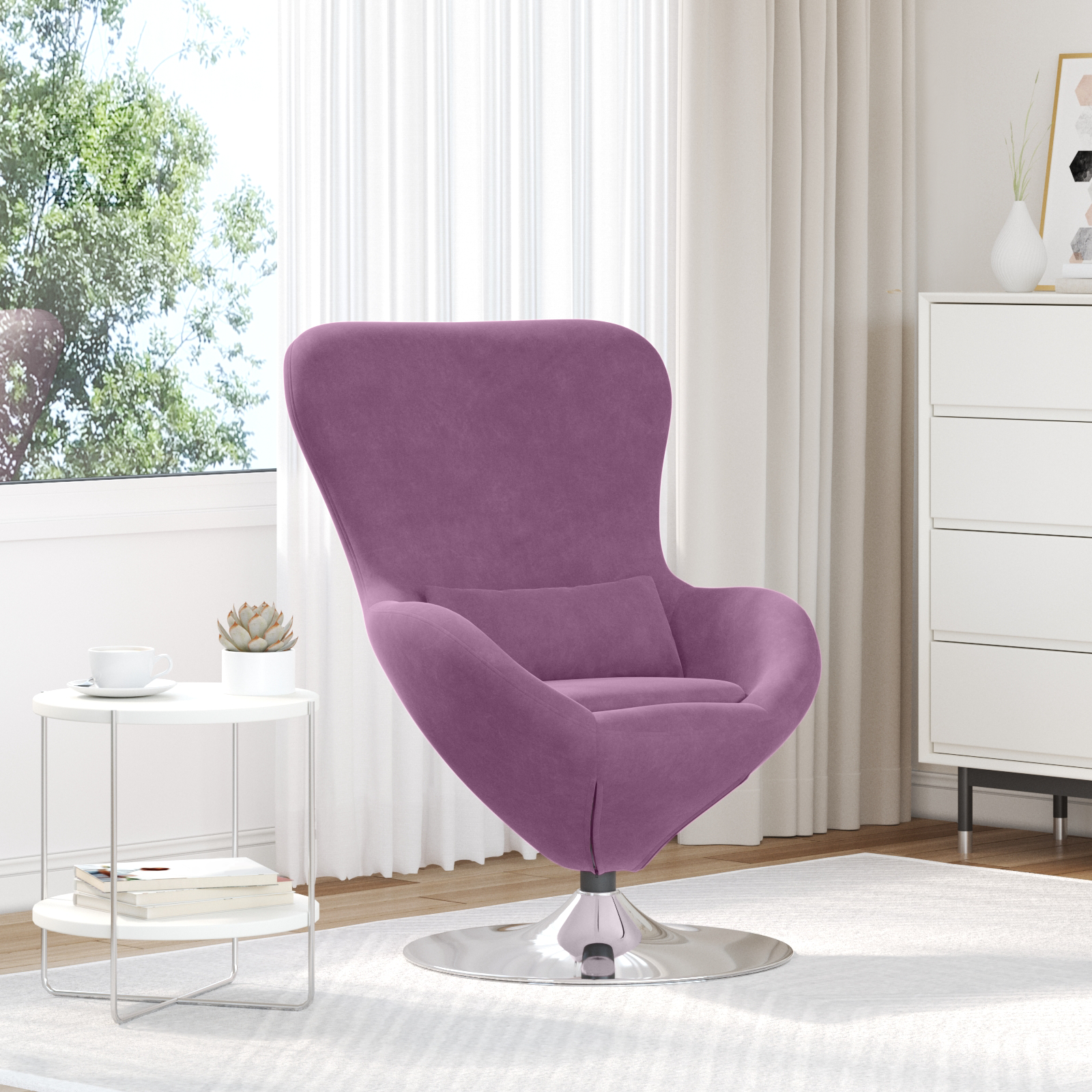Egg Chair Purple Velvet
