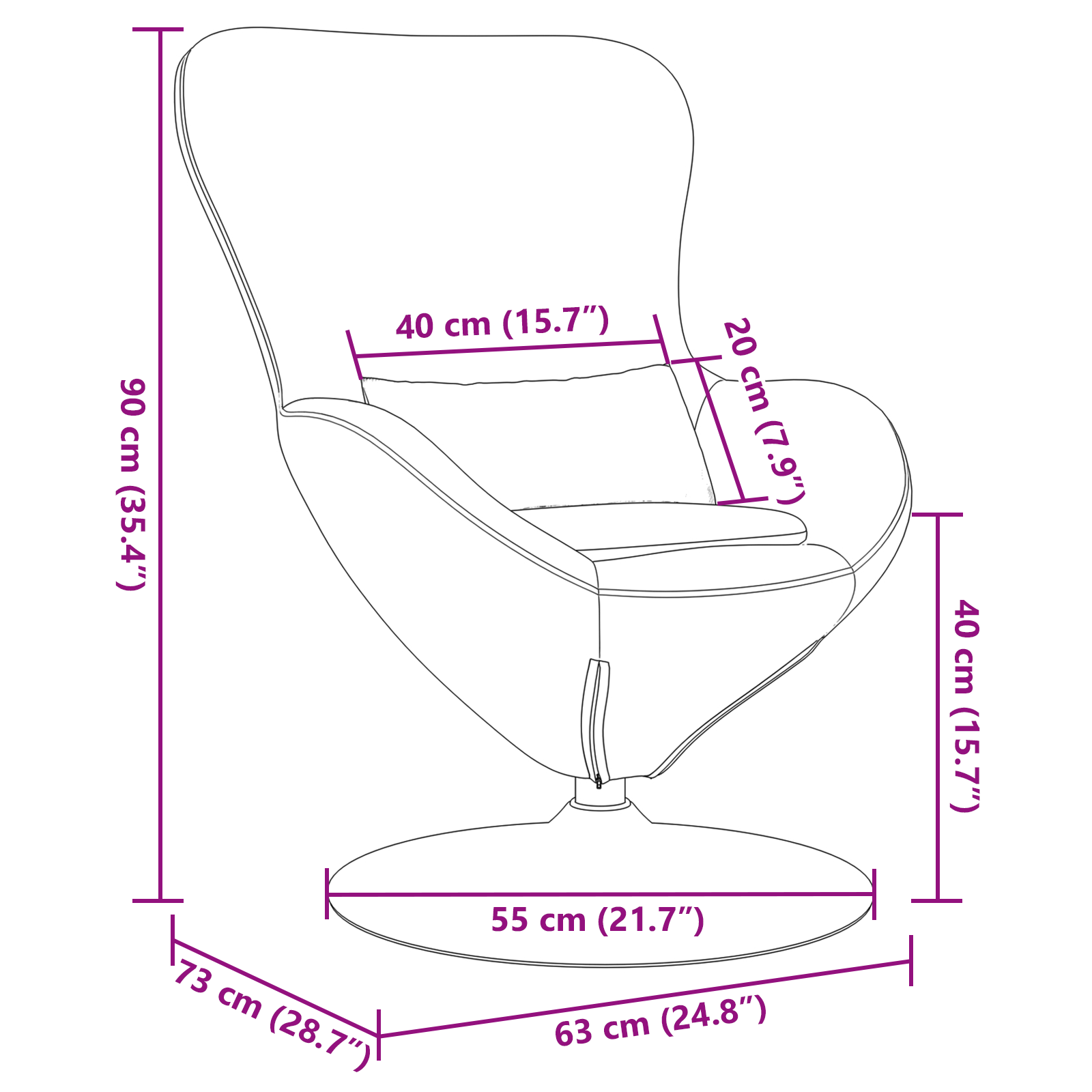 Egg Chair Purple Velvet - Image 8
