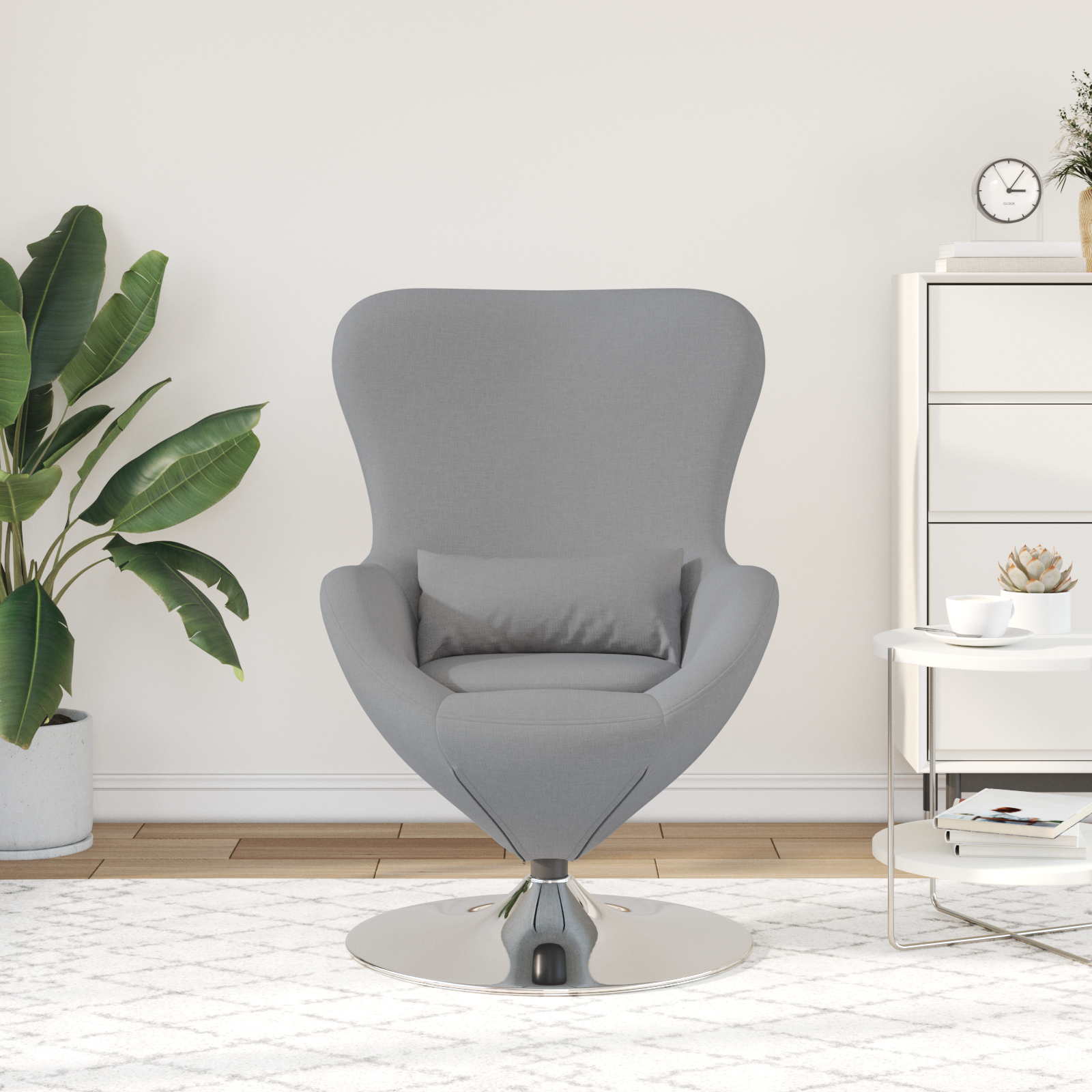 Egg Chair Light Grey Fabric - Image 3