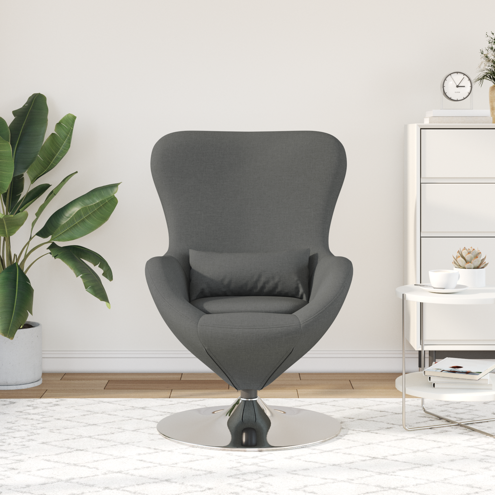 Egg Chair Dark Grey Fabric - Image 3