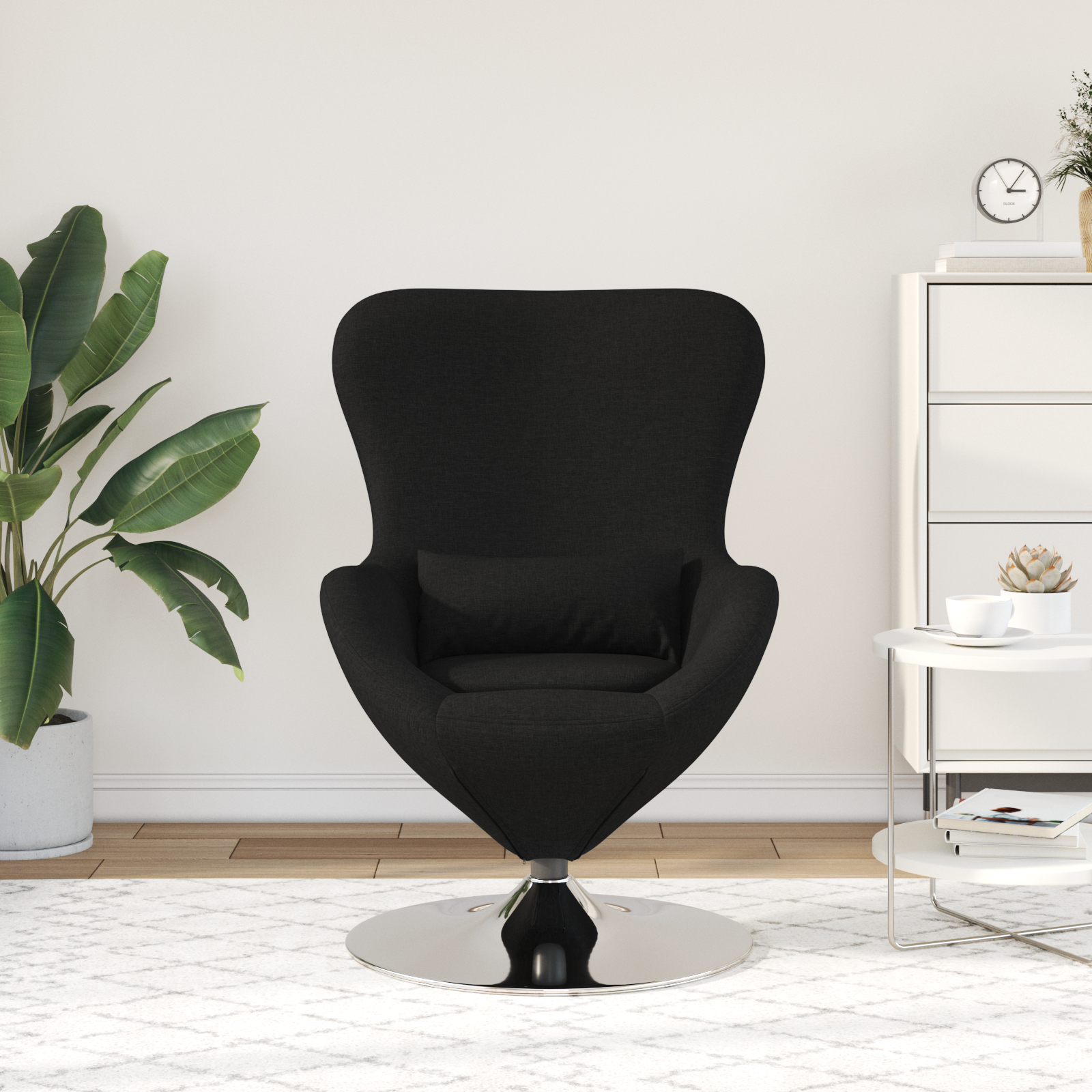 Egg Chair Black Fabric - Image 3
