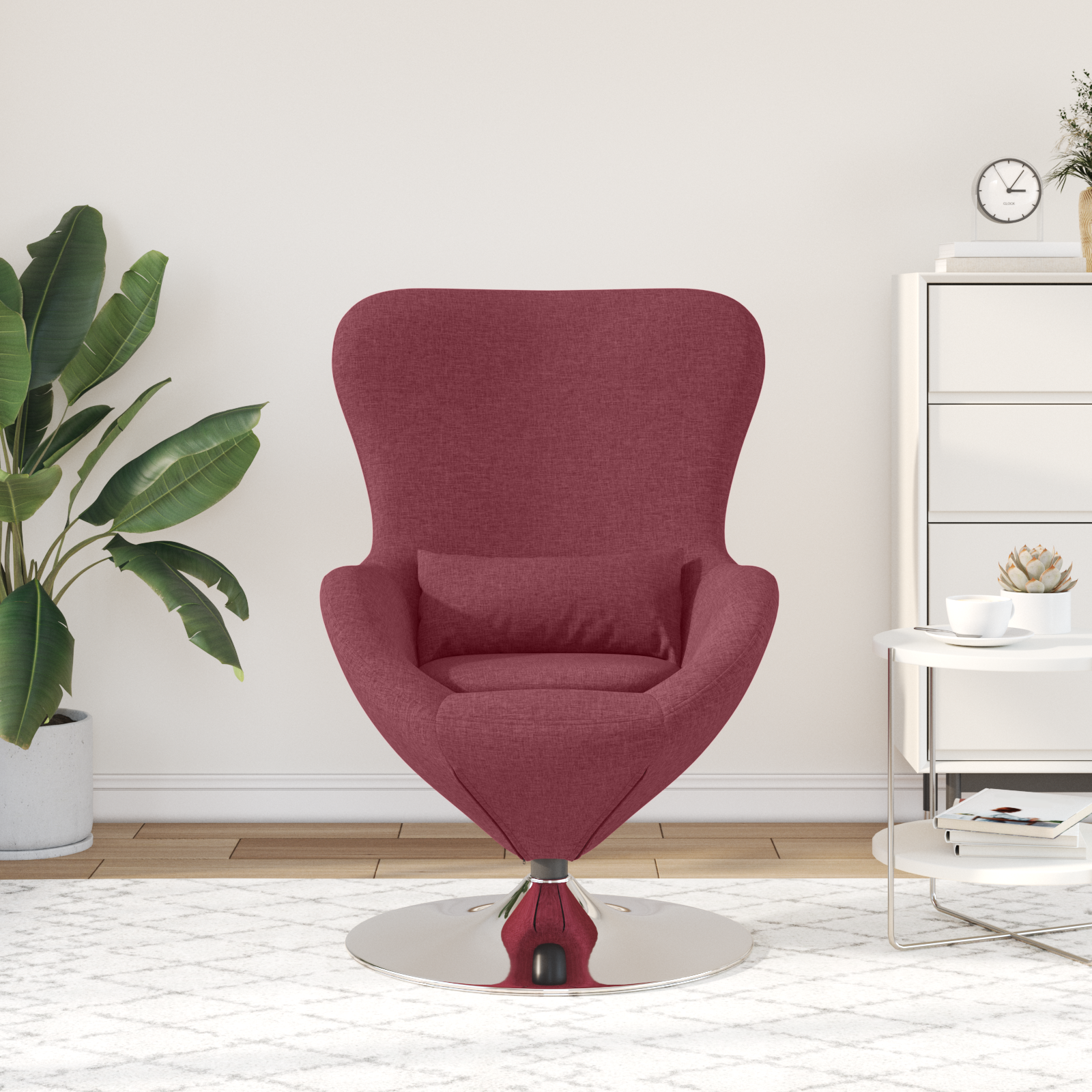 Egg Chair Wine Red Fabric - Image 3