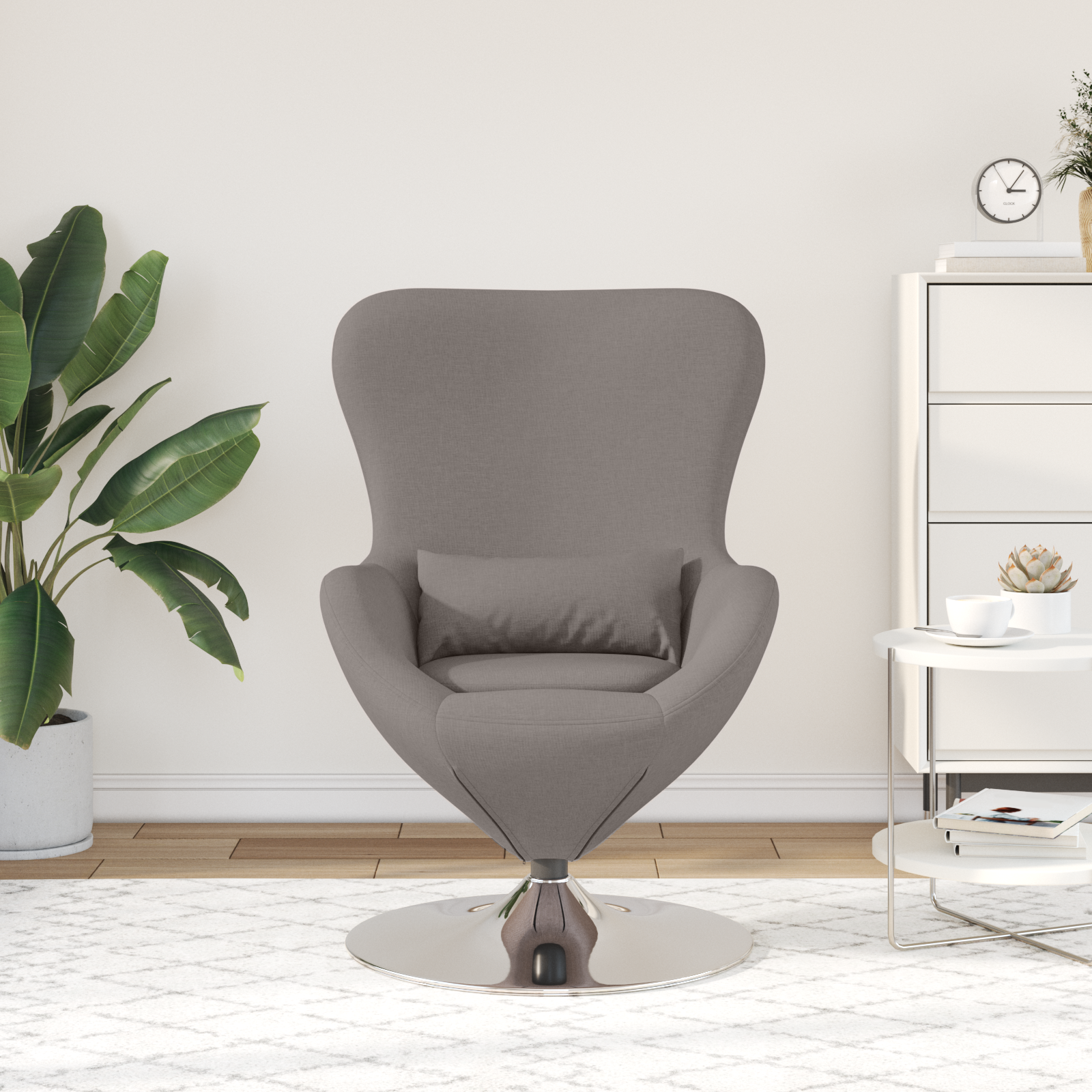 Egg Chair Taupe Fabric - Image 3