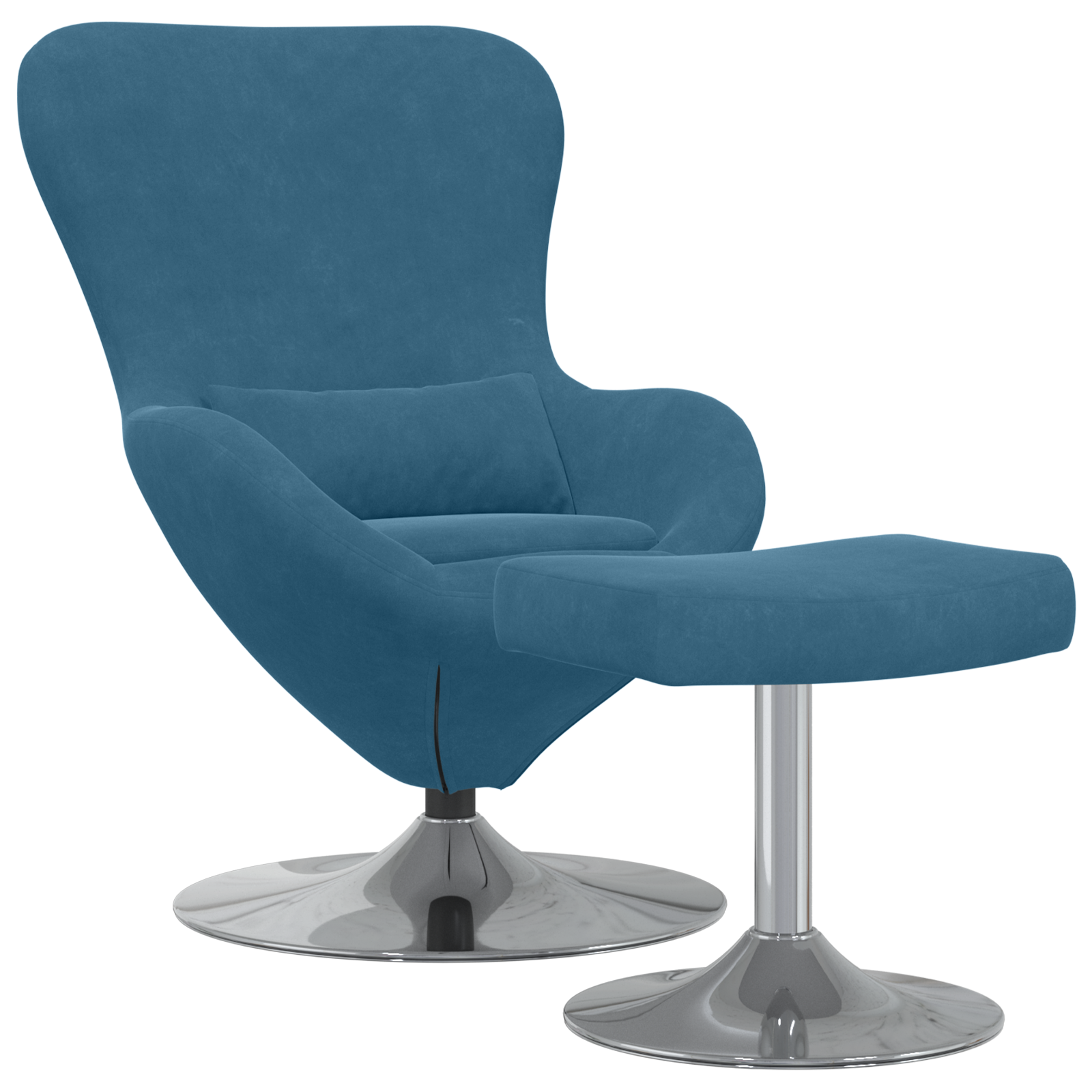 Egg Chair with Footstool Blue Velvet - Image 2