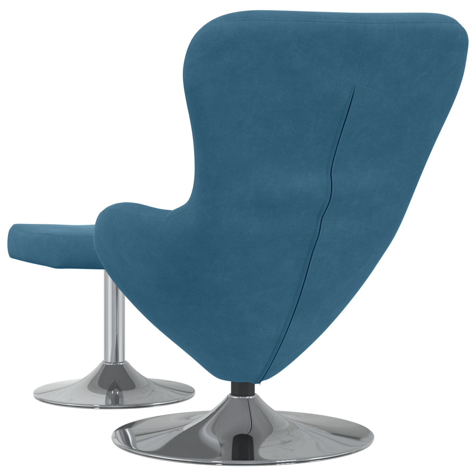 Egg Chair with Footstool Blue Velvet - Image 6