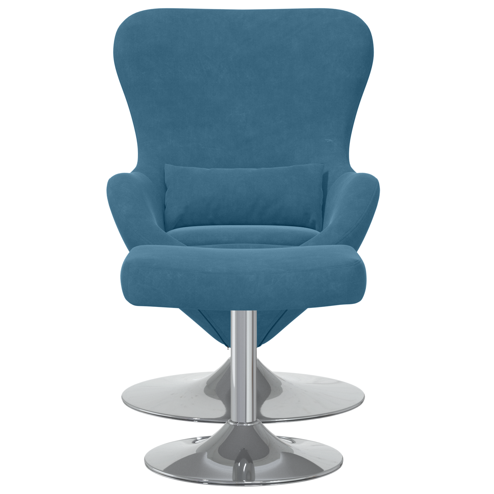 Egg Chair with Footstool Blue Velvet - Image 4