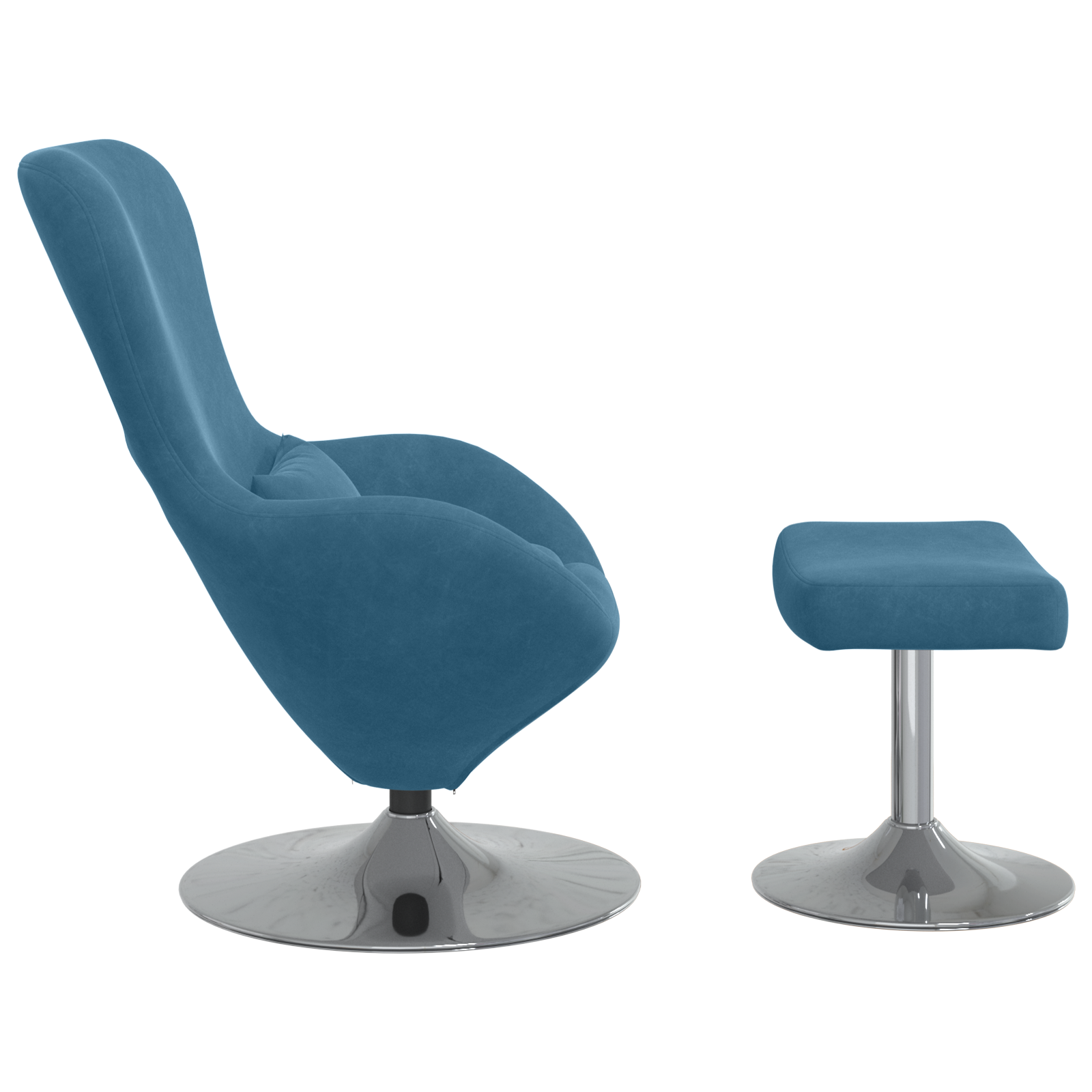 Egg Chair with Footstool Blue Velvet - Image 5