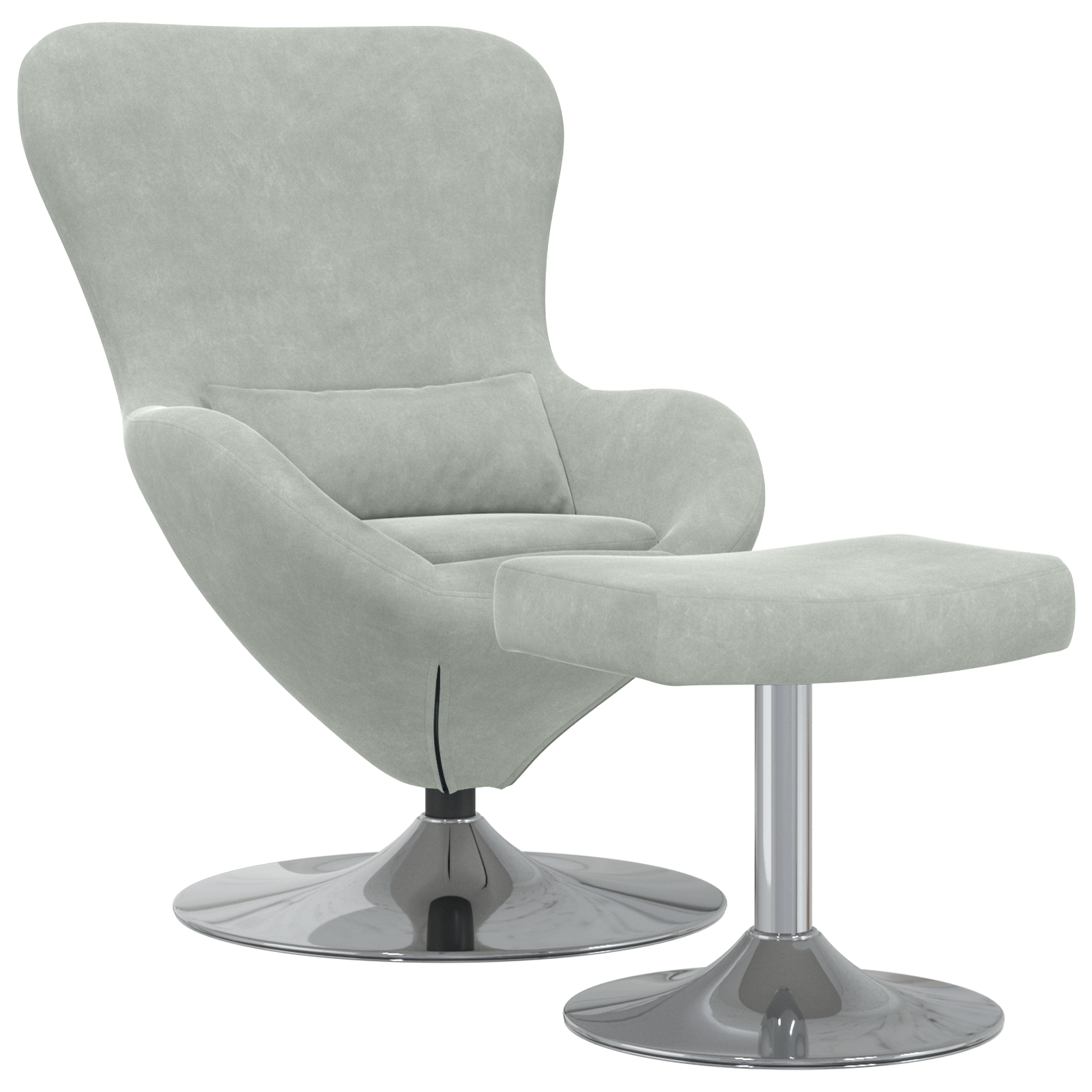 Egg Chair with Footstool Light Grey Velvet - Image 2