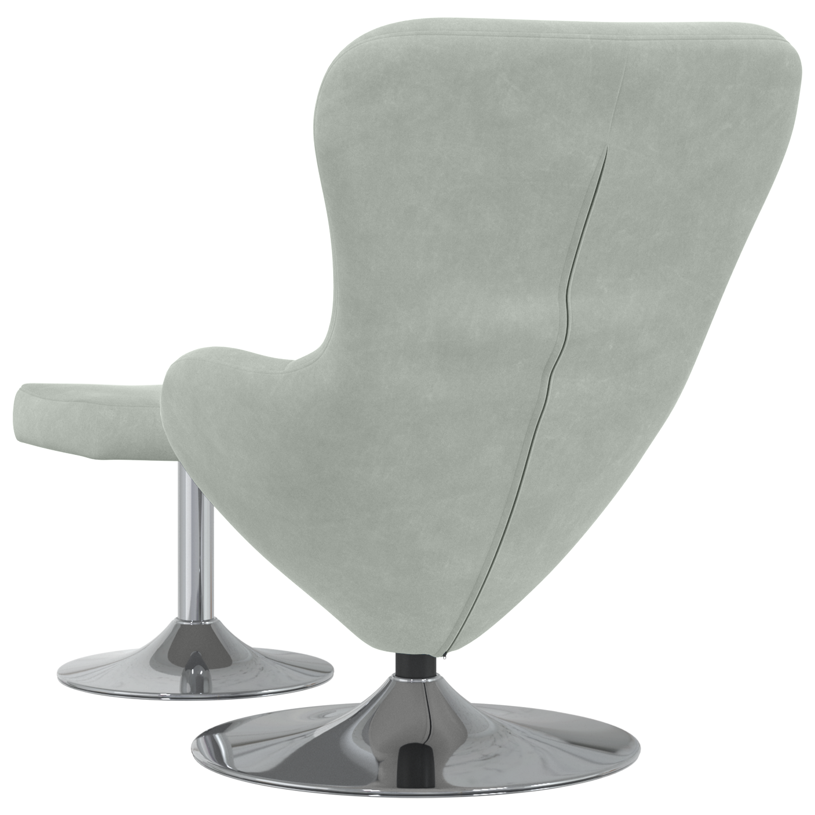 Egg Chair with Footstool Light Grey Velvet - Image 6
