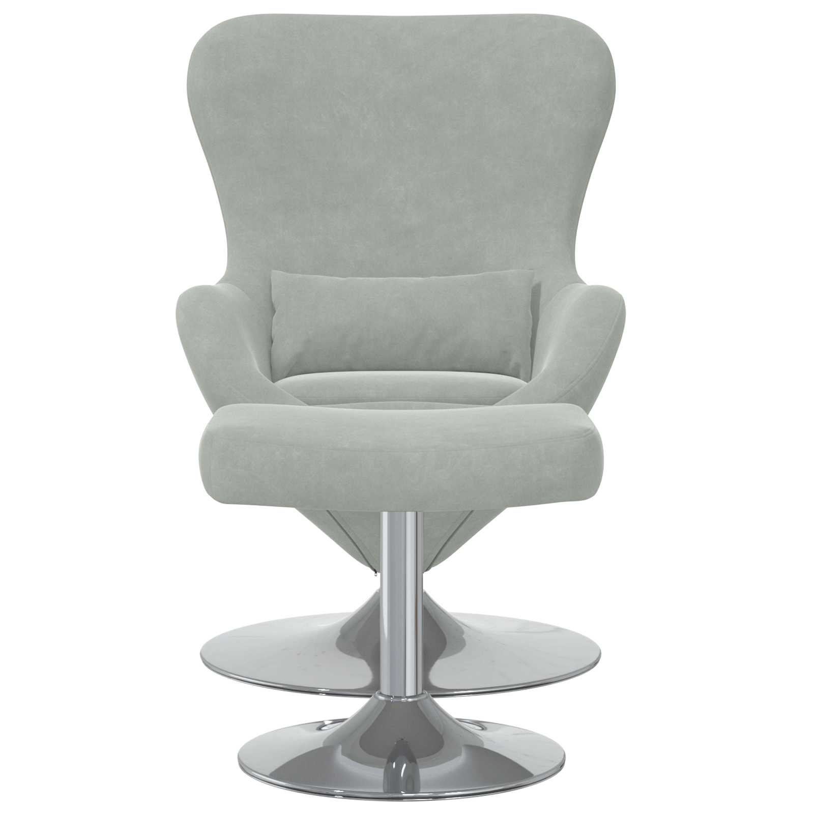 Egg Chair with Footstool Light Grey Velvet - Image 4