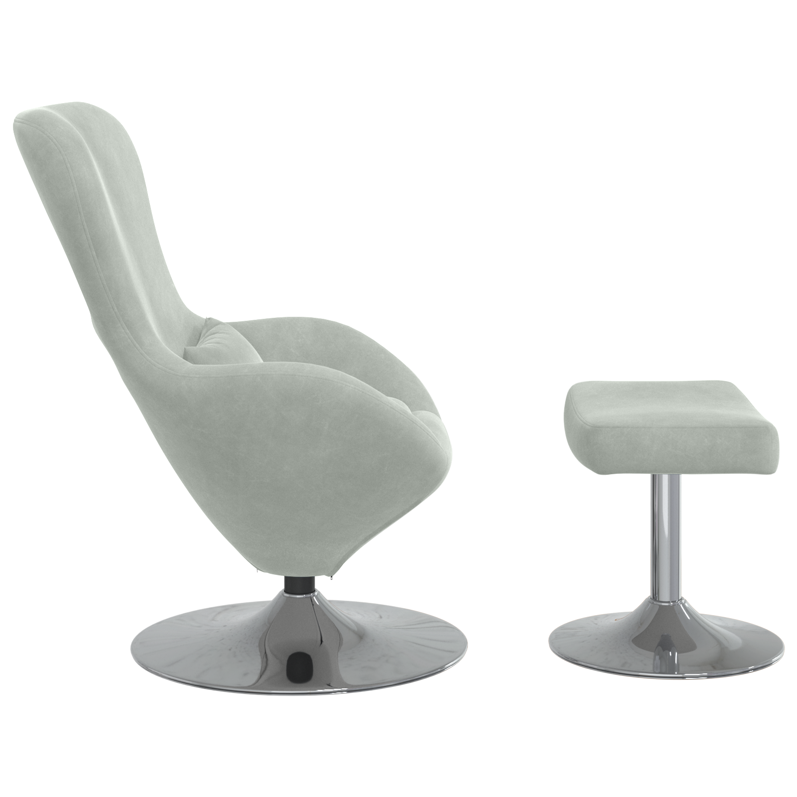 Egg Chair with Footstool Light Grey Velvet - Image 5