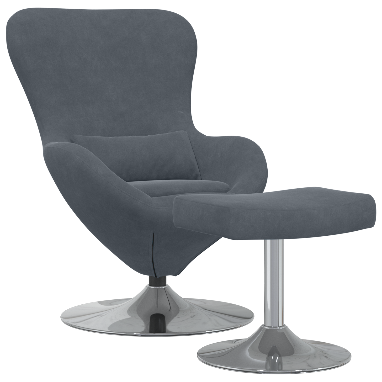 Egg Chair with Footstool Dark Grey Velvet - Image 2