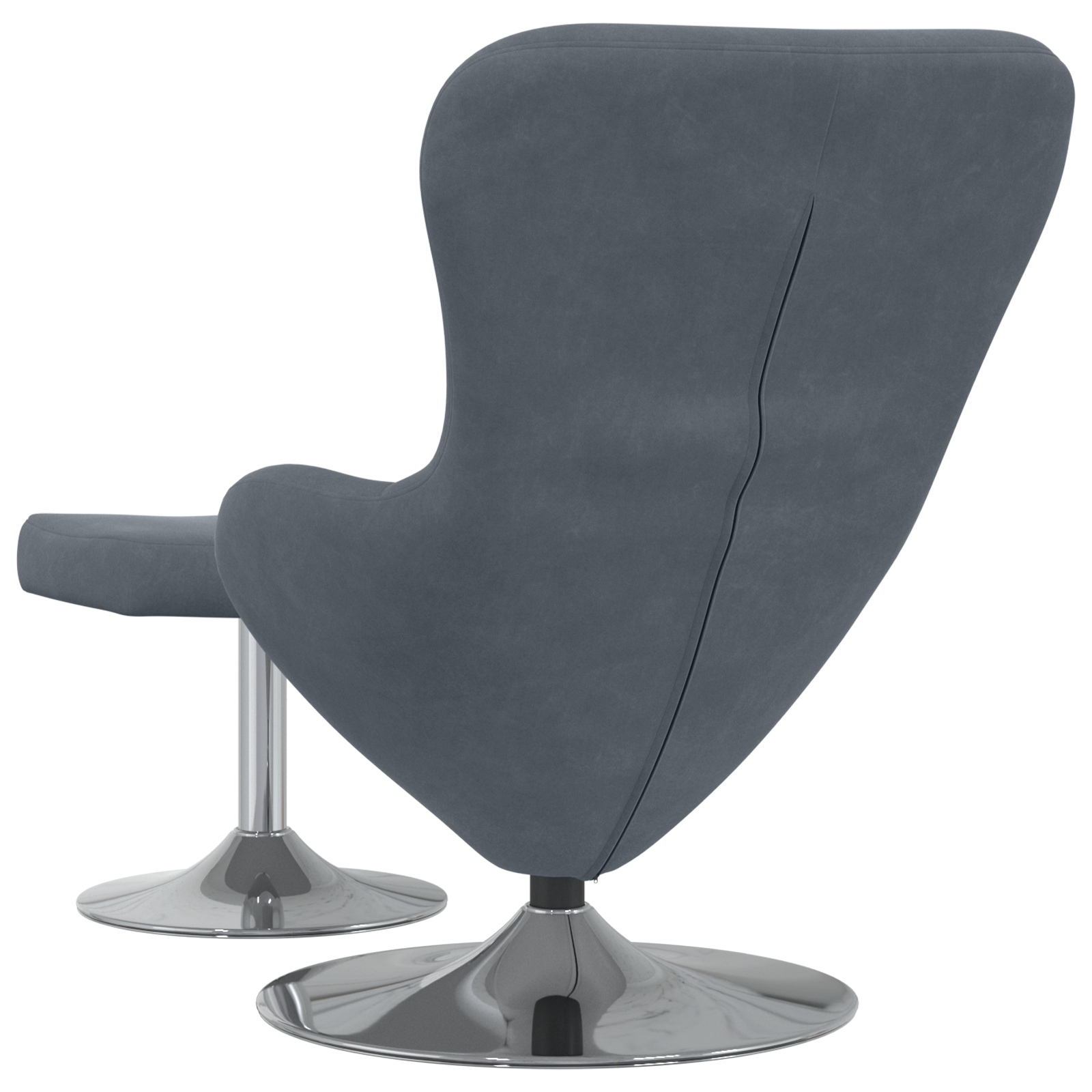 Egg Chair with Footstool Dark Grey Velvet - Image 6