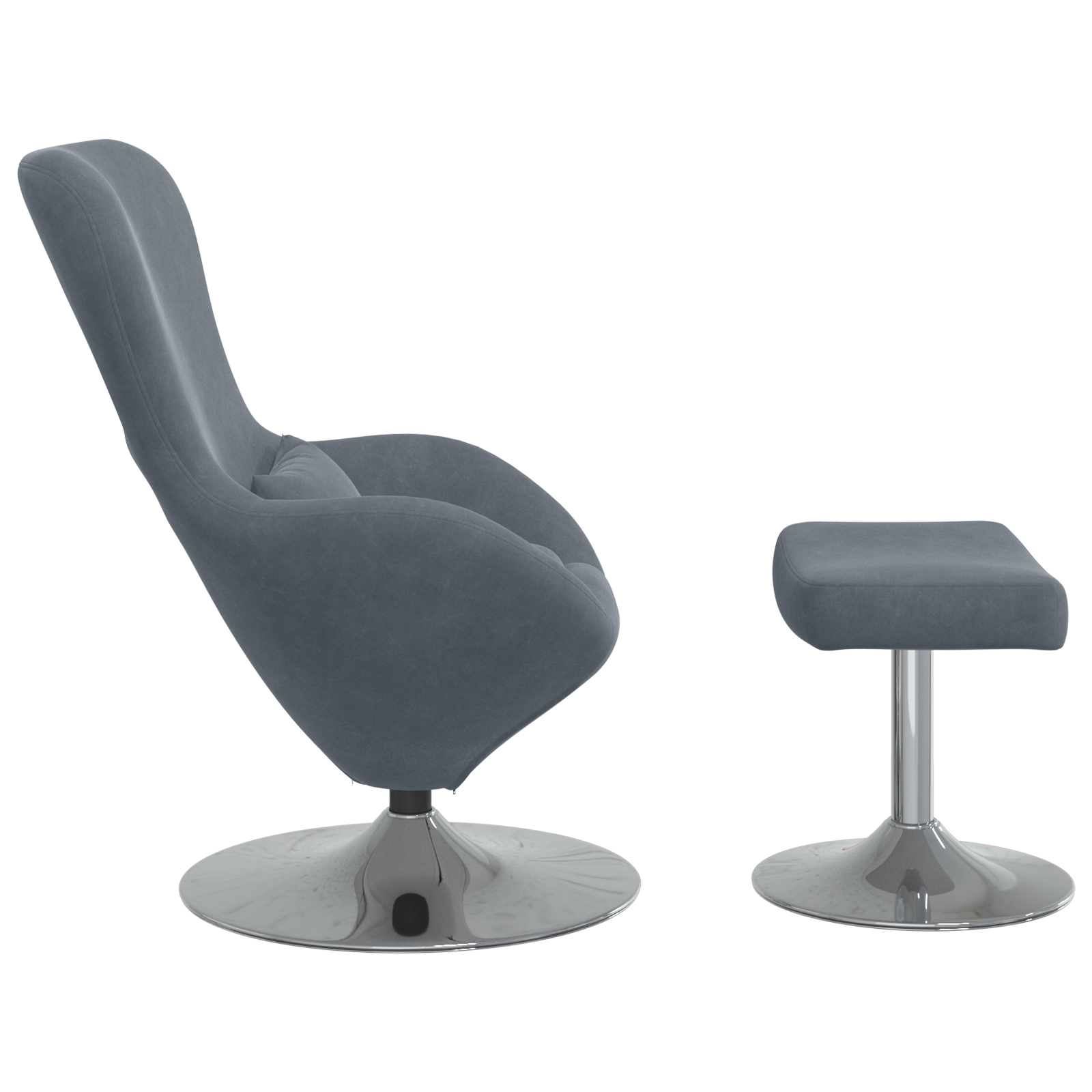 Egg Chair with Footstool Dark Grey Velvet - Image 5