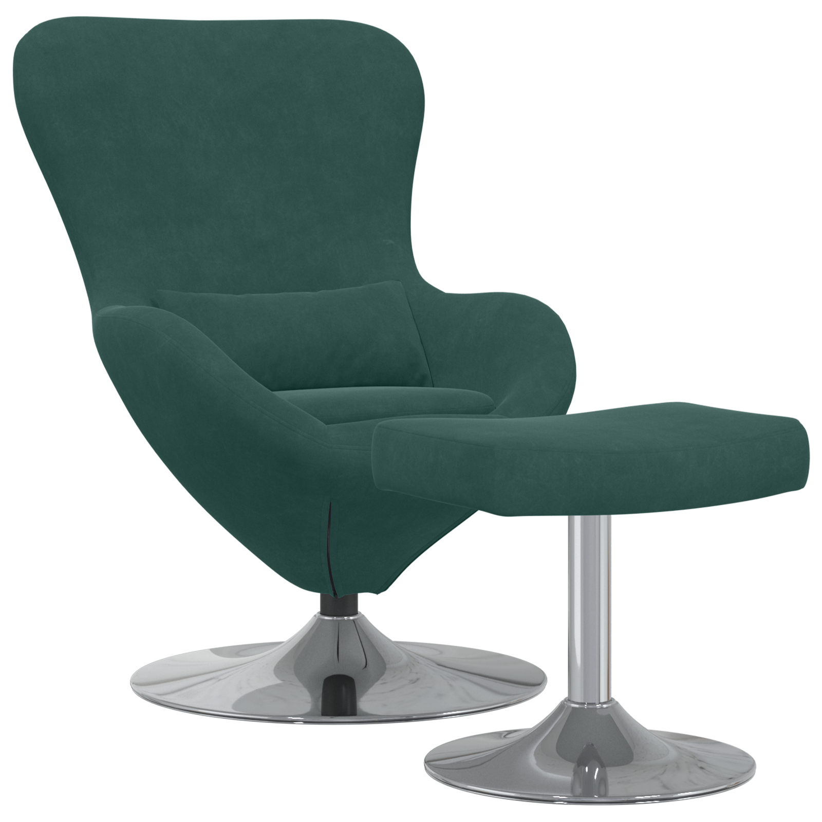 Egg Chair with Footstool Dark Green Velvet - Image 2