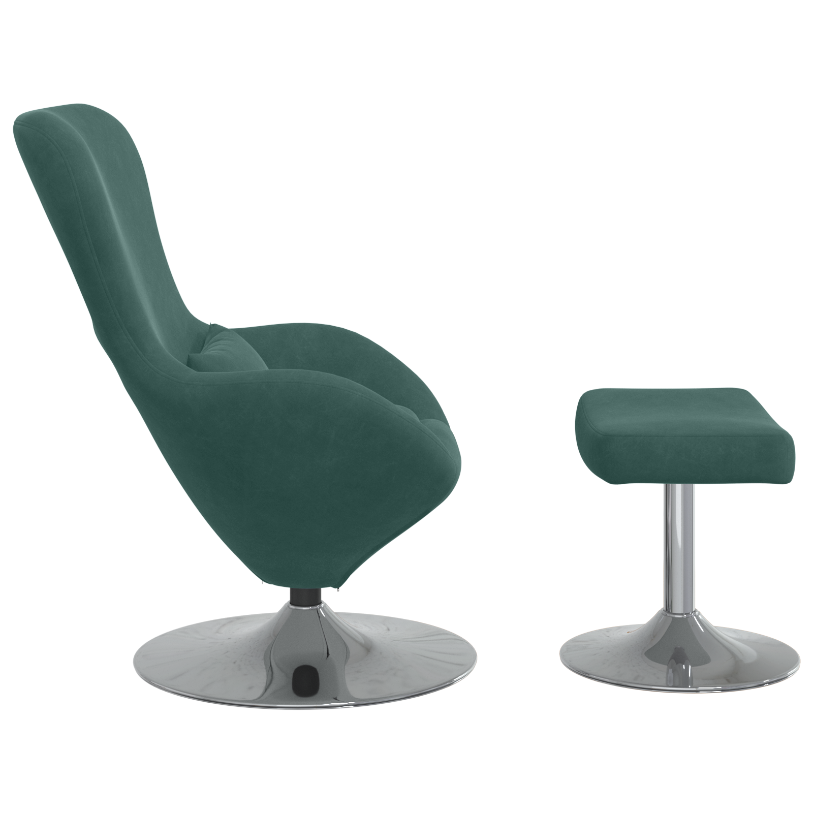 Egg Chair with Footstool Dark Green Velvet - Image 5