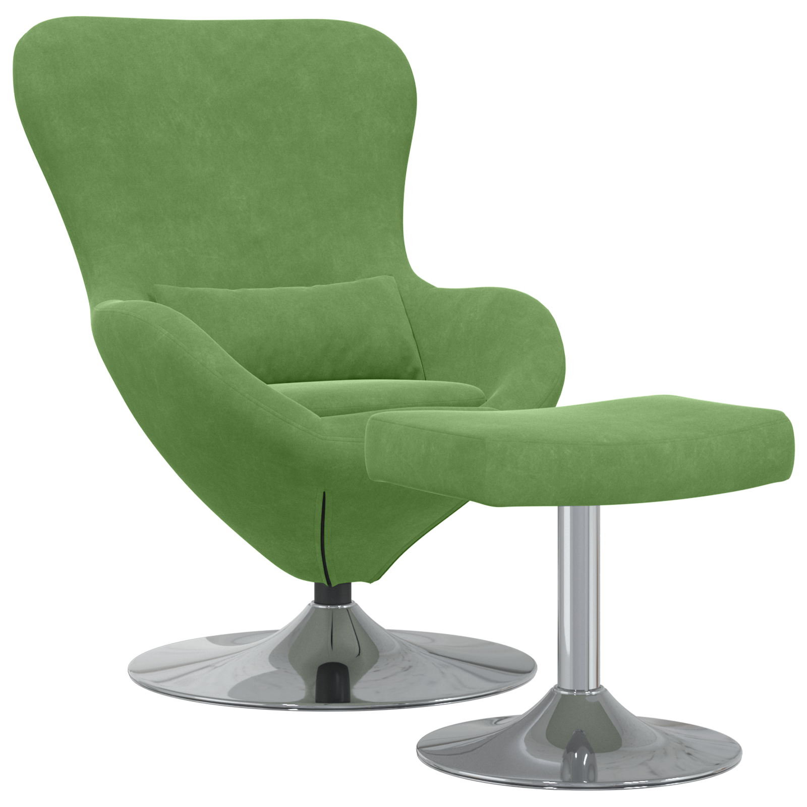 Egg Chair with Footstool Light Green Velvet - Image 2