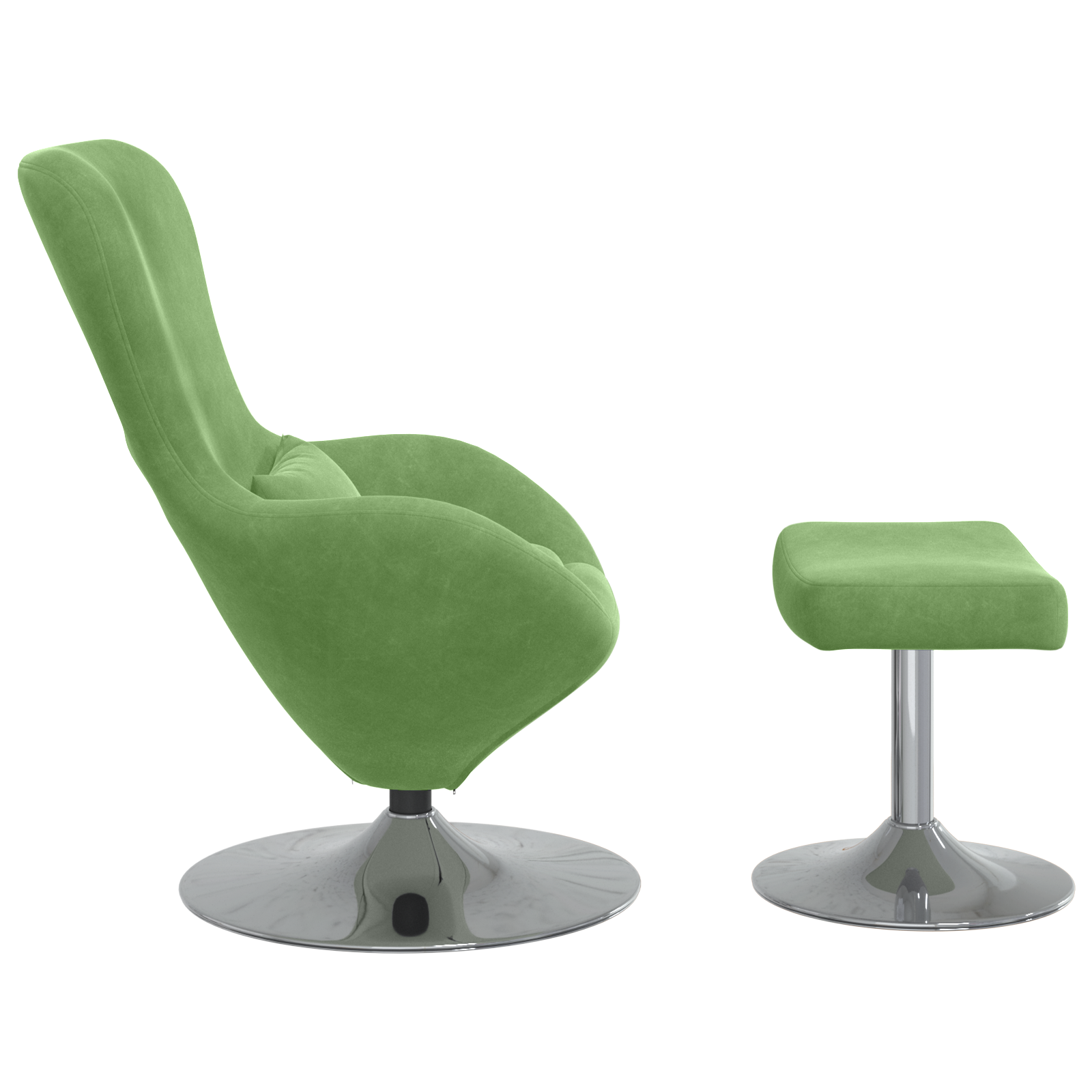 Egg Chair with Footstool Light Green Velvet - Image 5