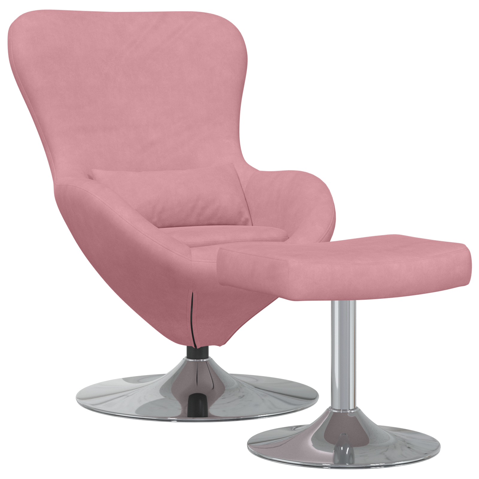 Egg Chair with Footstool Pink Velvet - Image 2