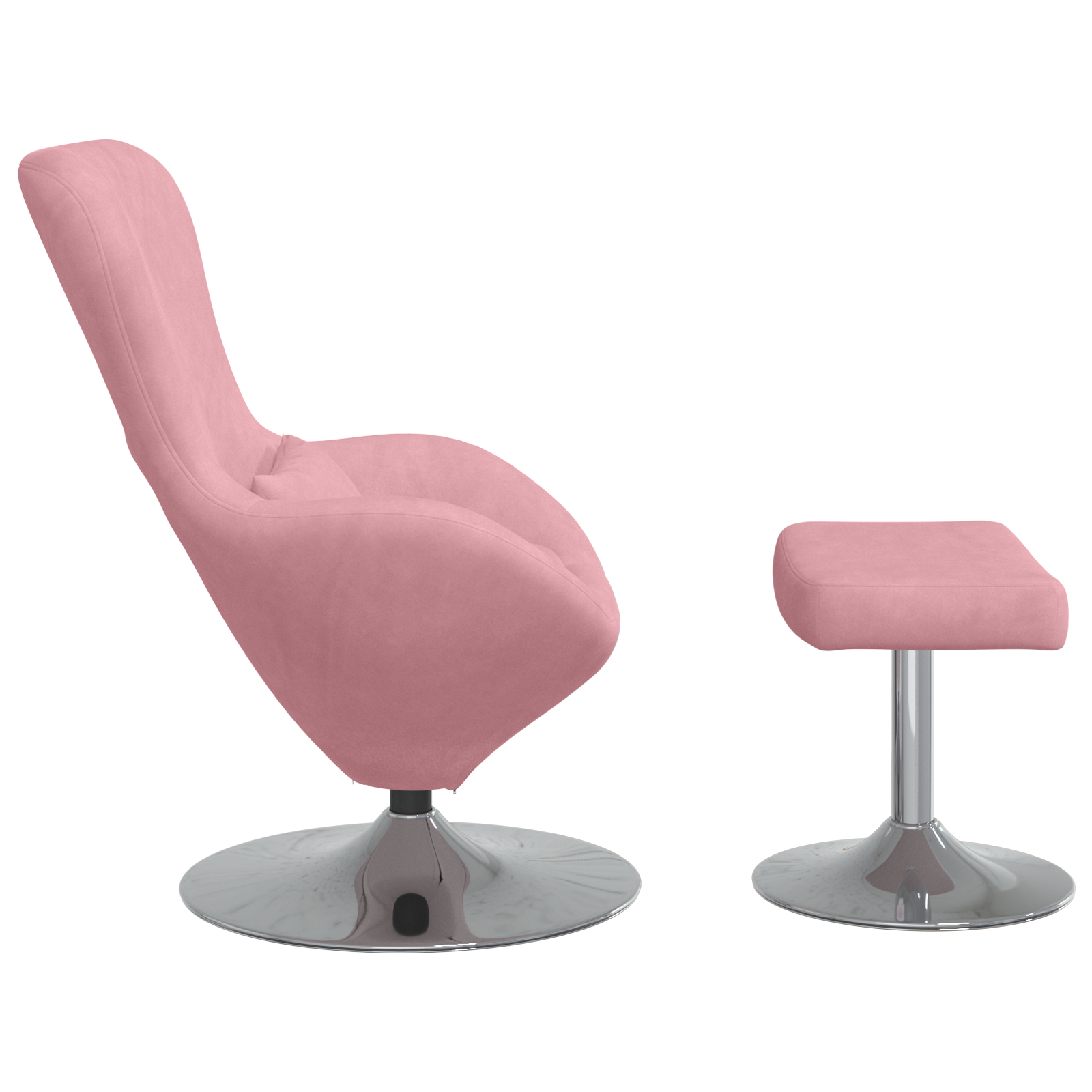 Egg Chair with Footstool Pink Velvet - Image 5