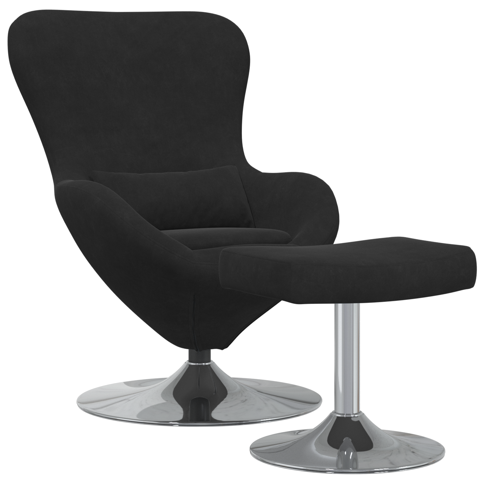 Egg Chair with Footstool Black Velvet - Image 2
