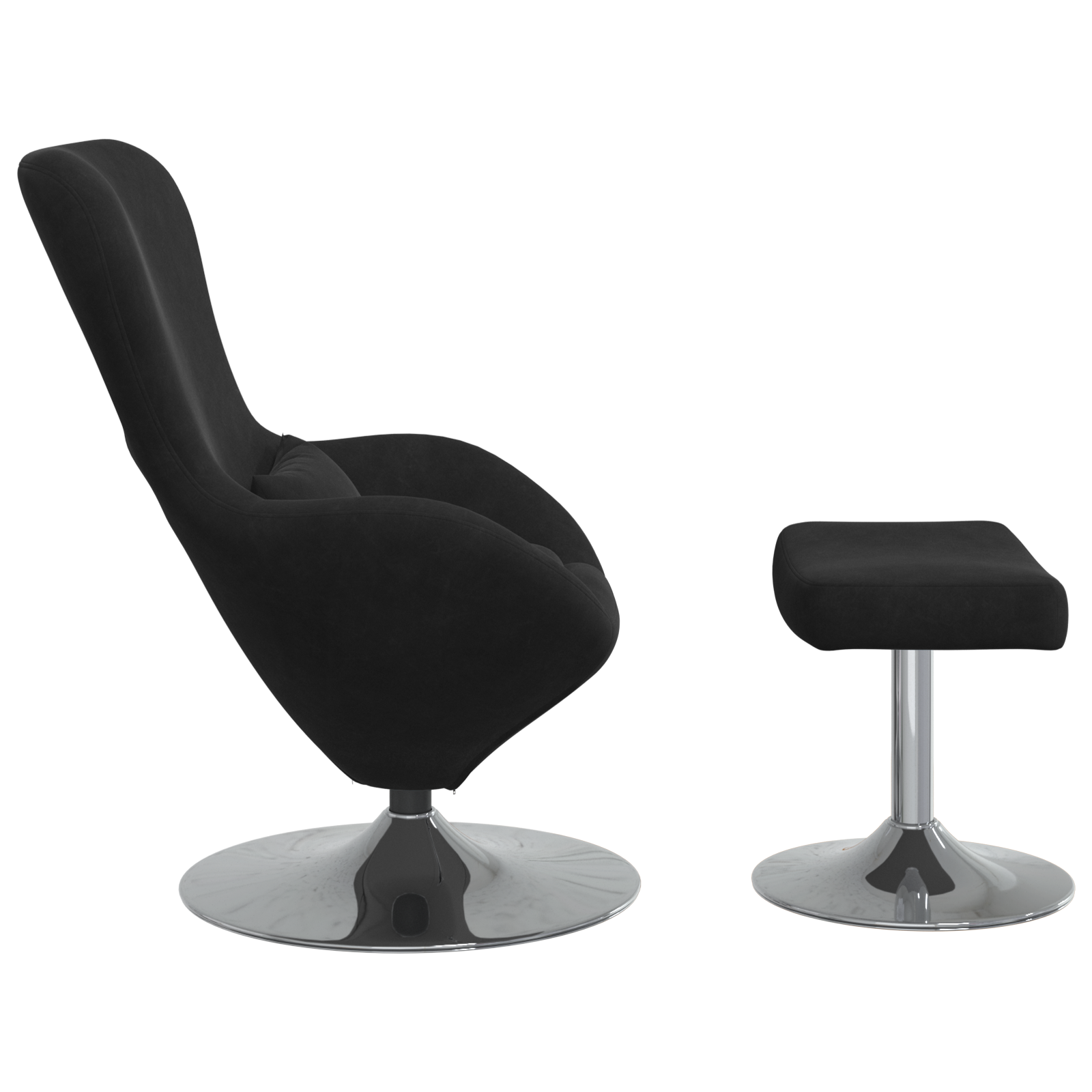Egg Chair with Footstool Black Velvet - Image 5