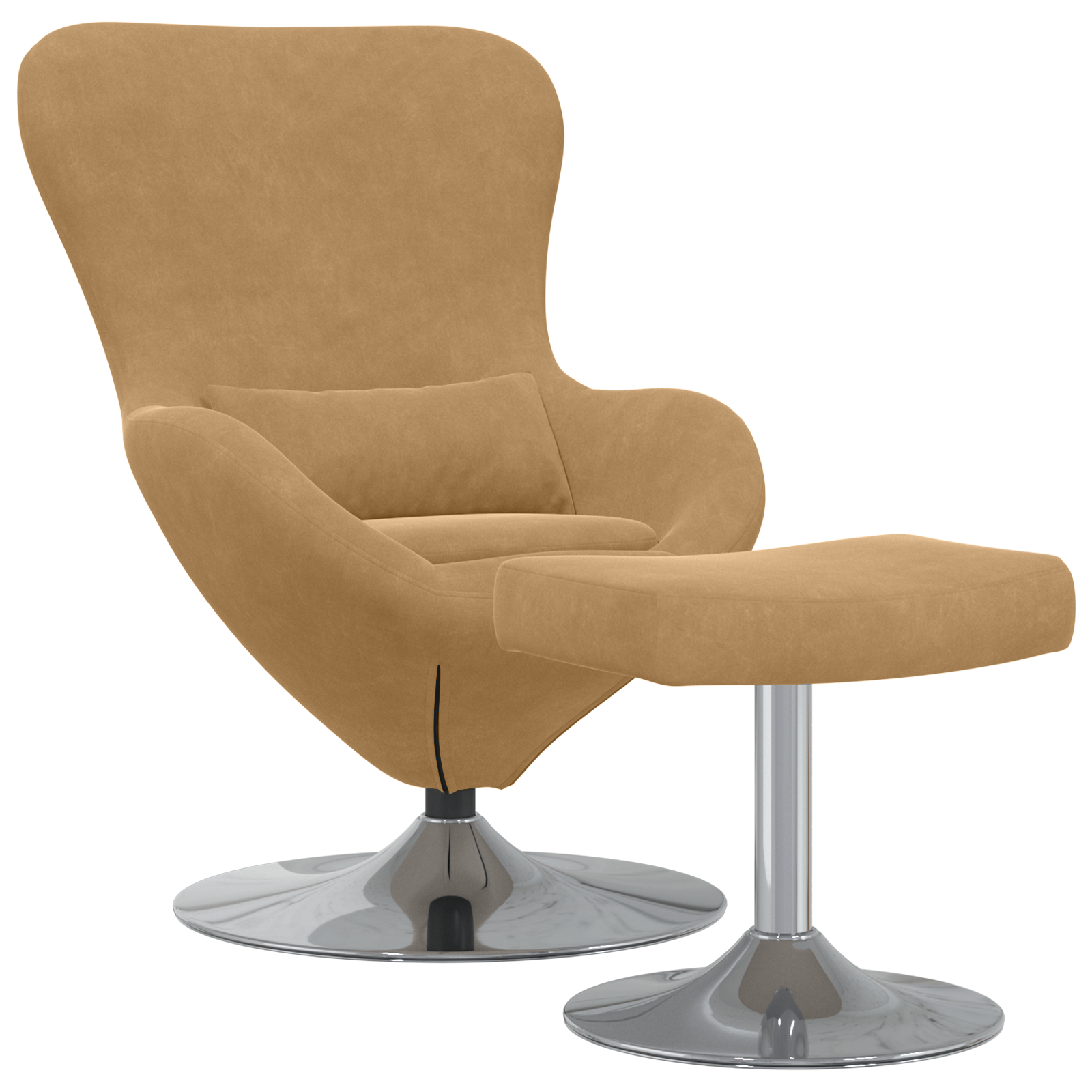 Egg Chair with Footstool Brown Velvet - Image 2