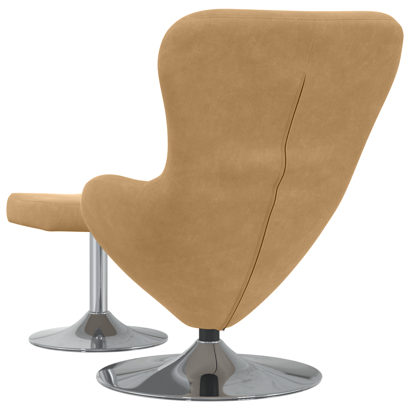 Egg Chair with Footstool Brown Velvet - Image 6