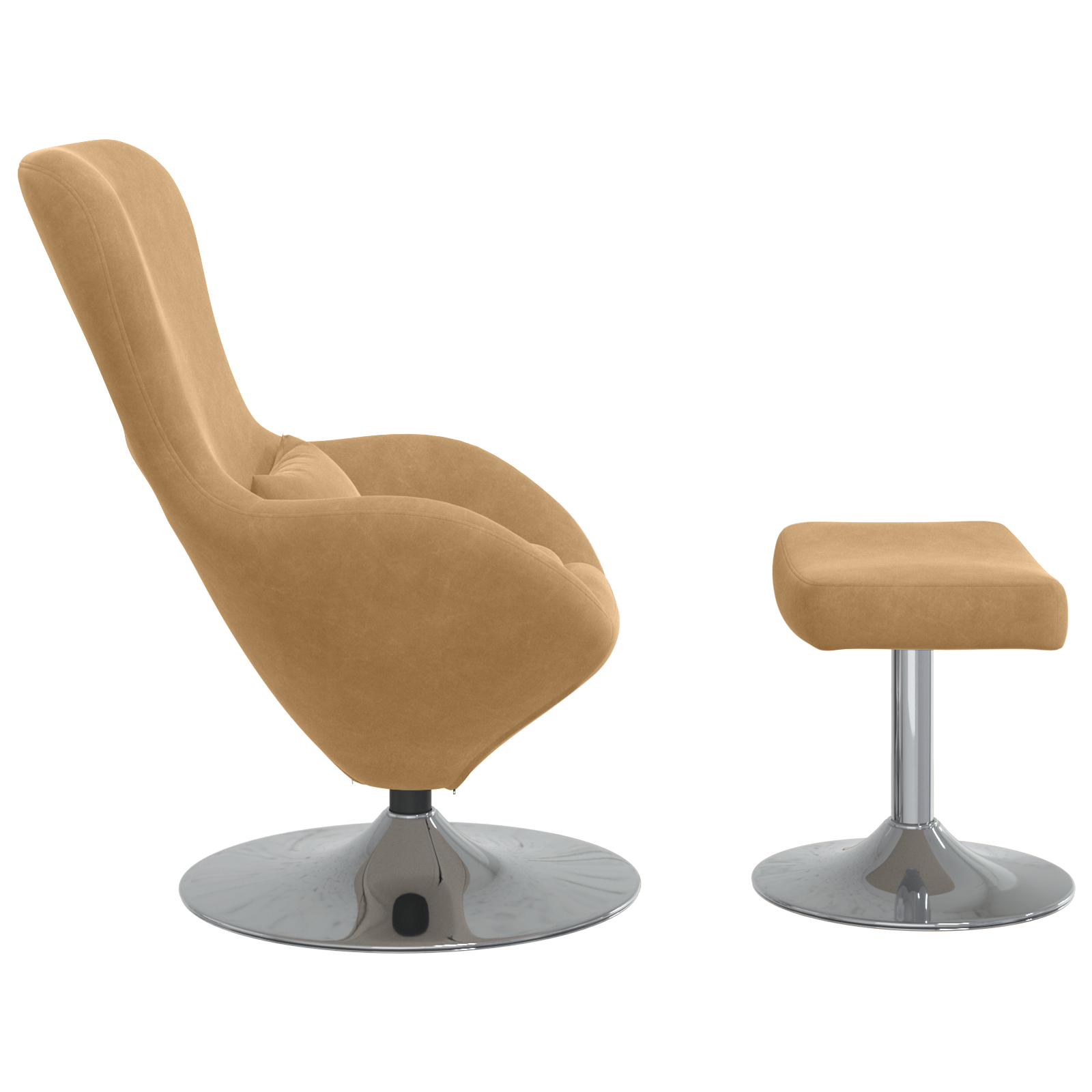 Egg Chair with Footstool Brown Velvet - Image 5