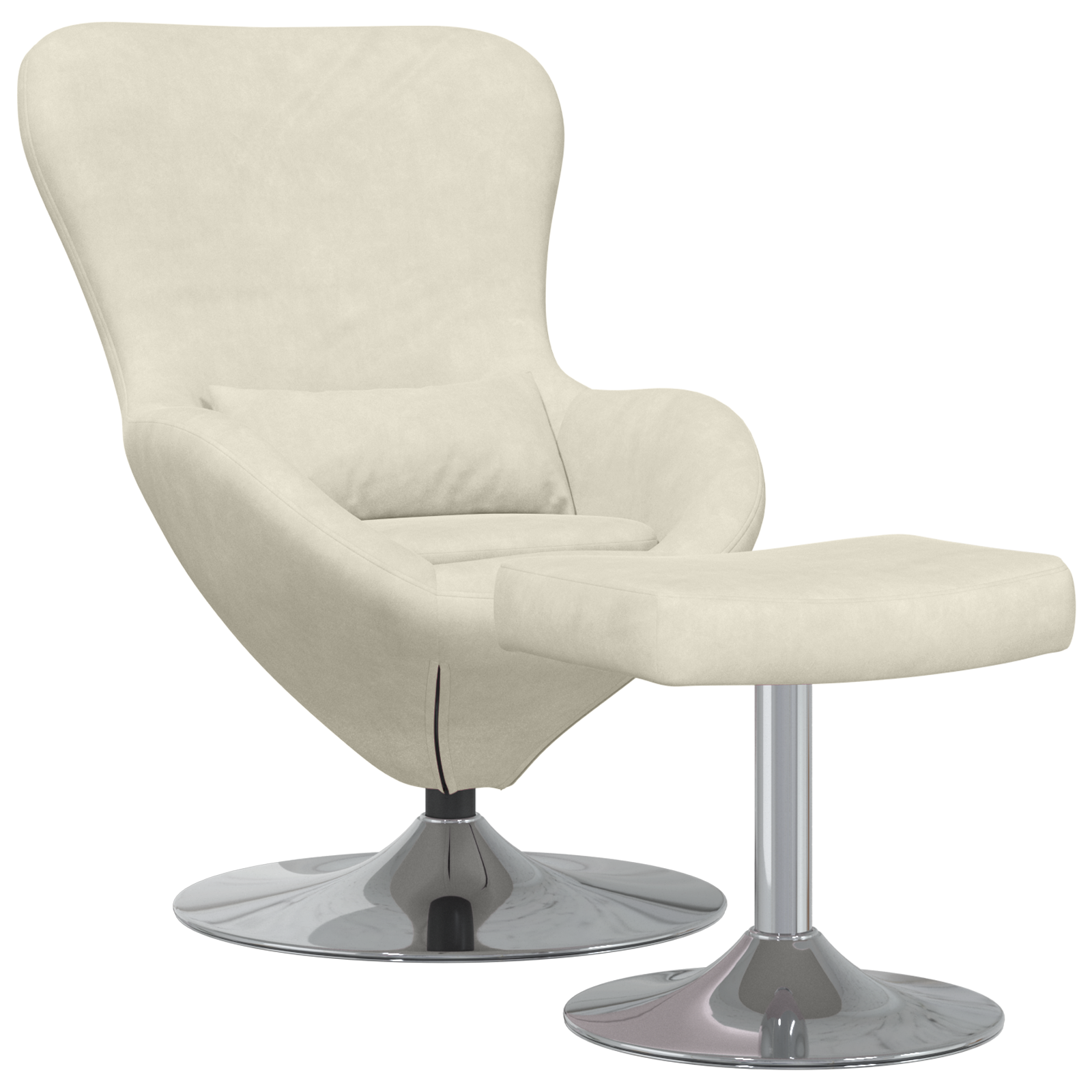 Egg Chair with Footstool Cream Velvet - Image 2