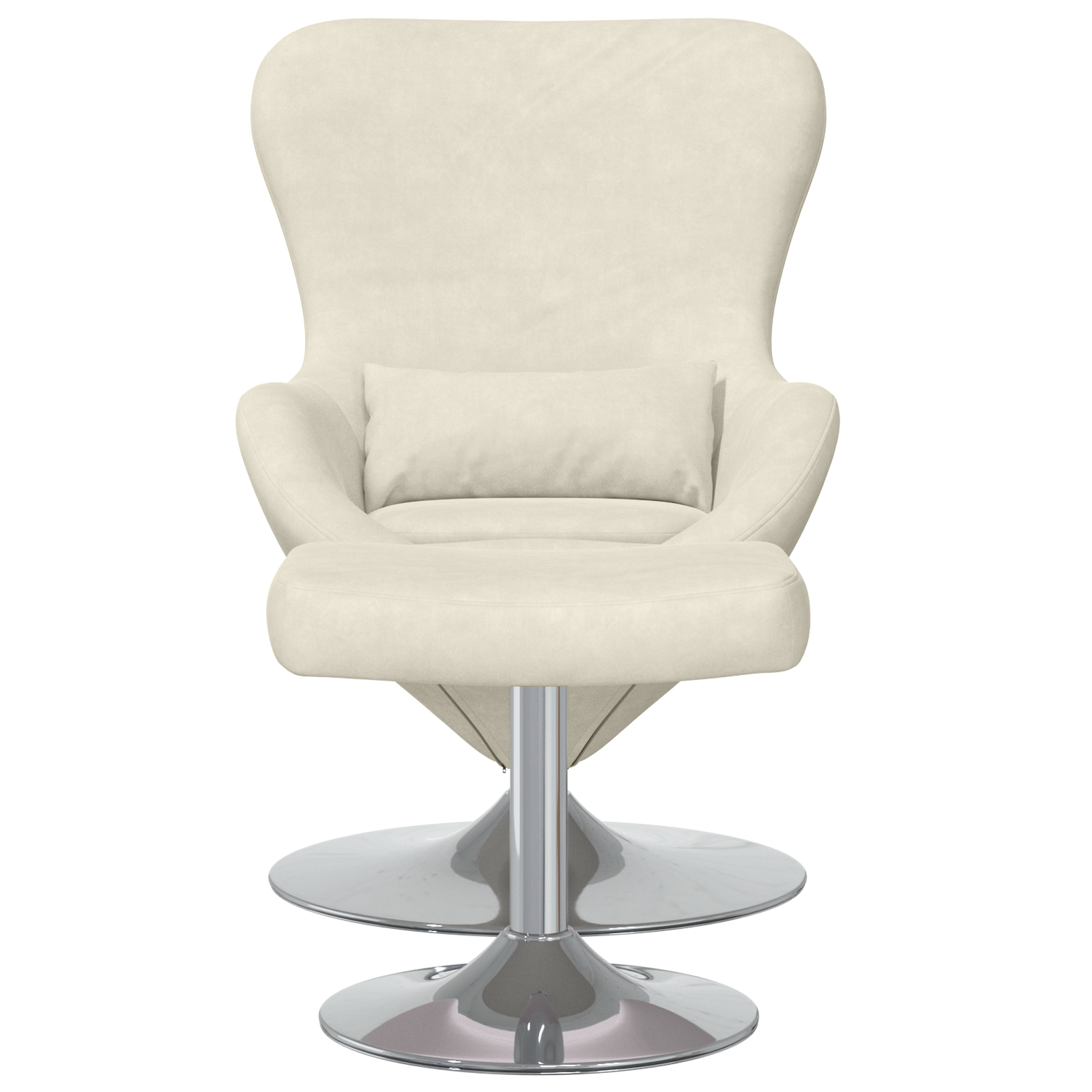 Egg Chair with Footstool Cream Velvet - Image 4