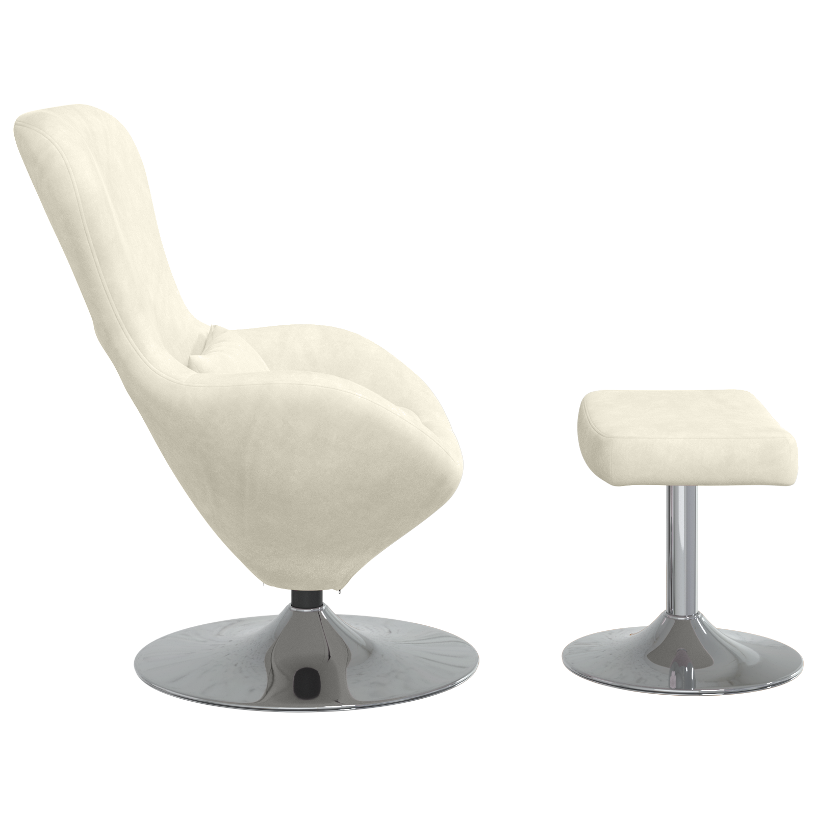 Egg Chair with Footstool Cream Velvet - Image 5