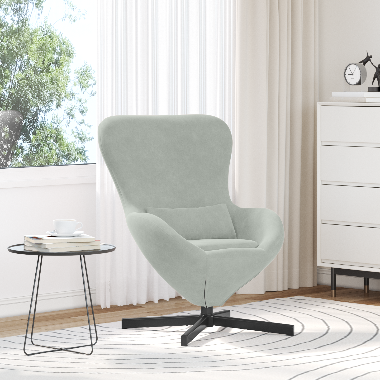 Egg Chair Light Grey Velvet