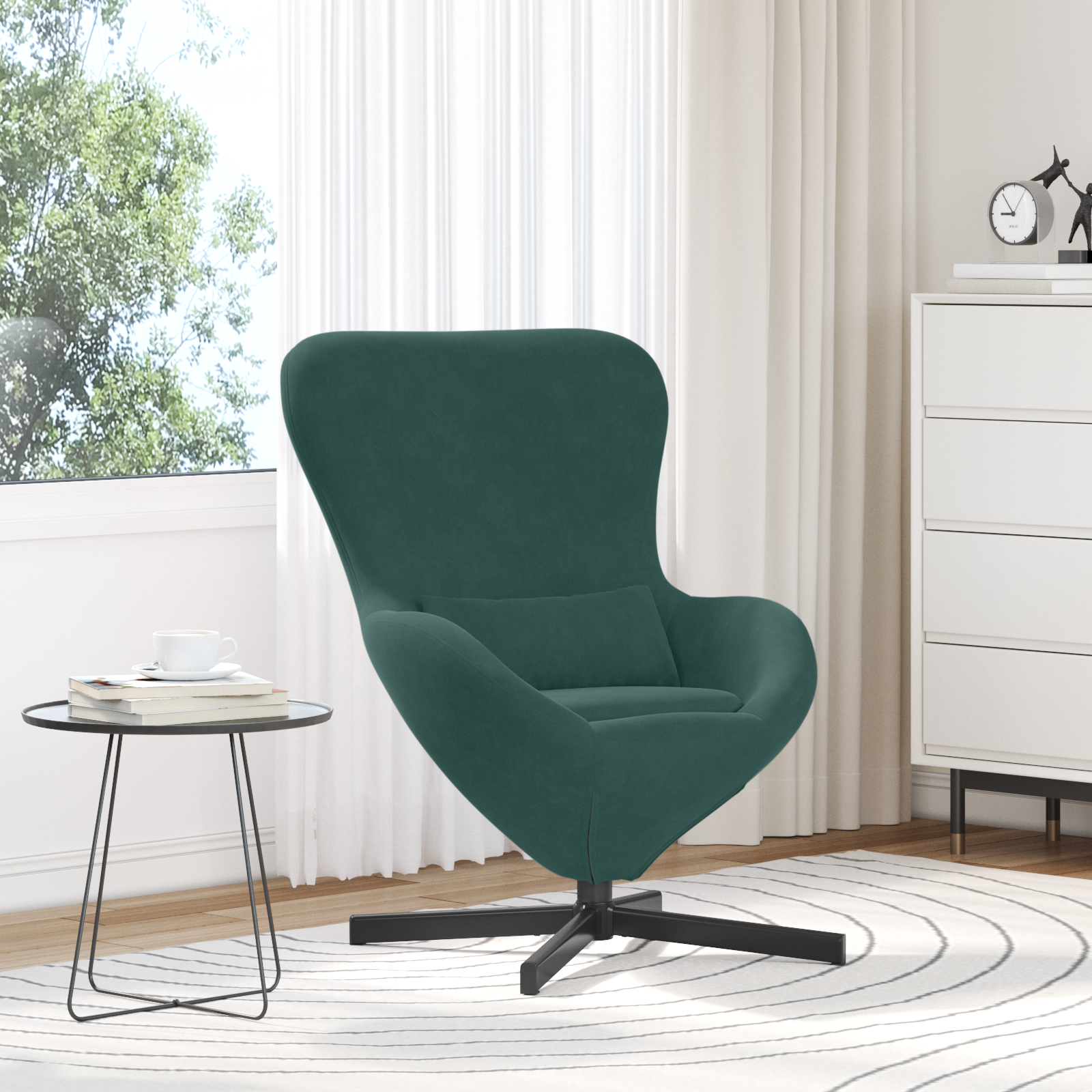 Egg Chair Dark Green Velvet