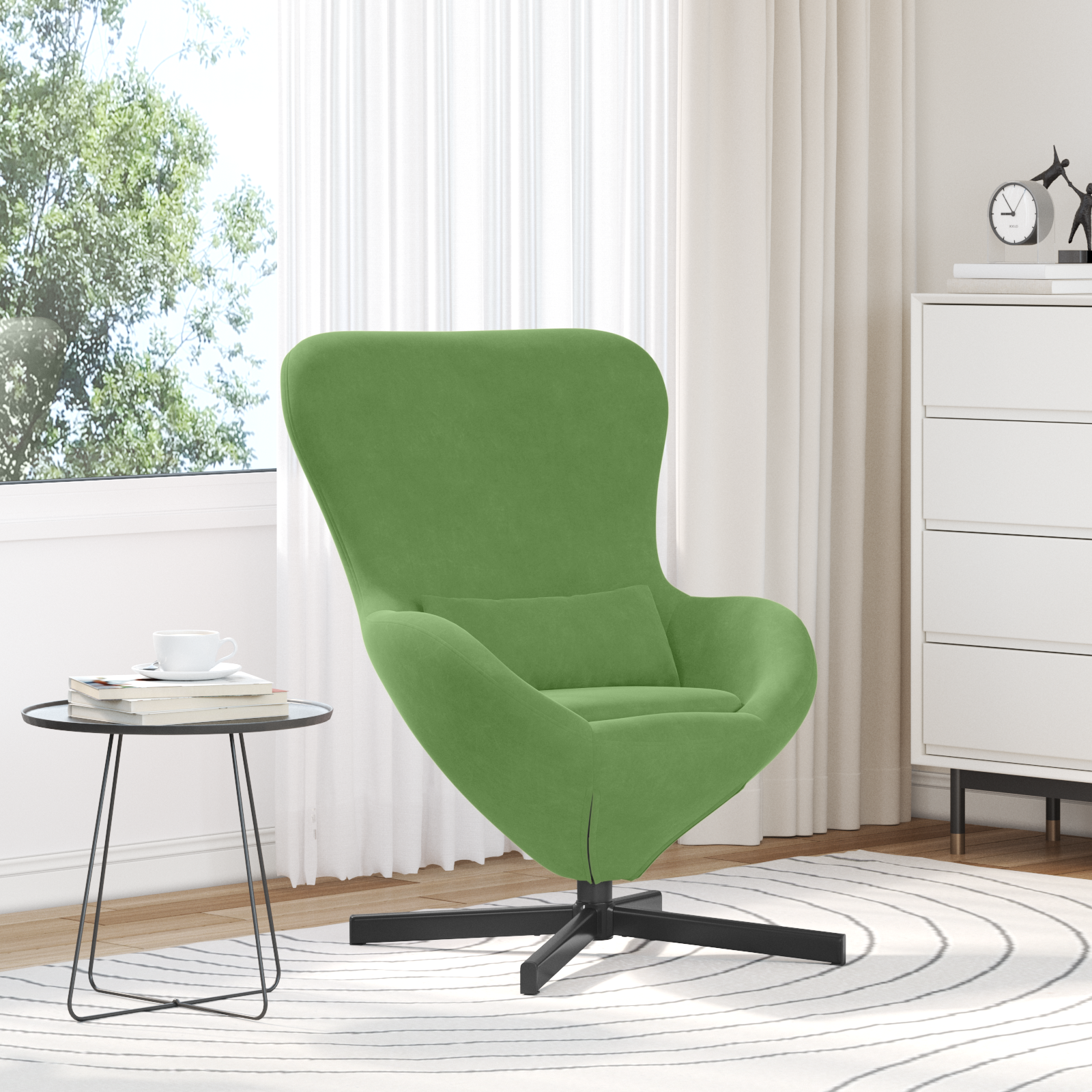 Egg Chair Light Green Velvet