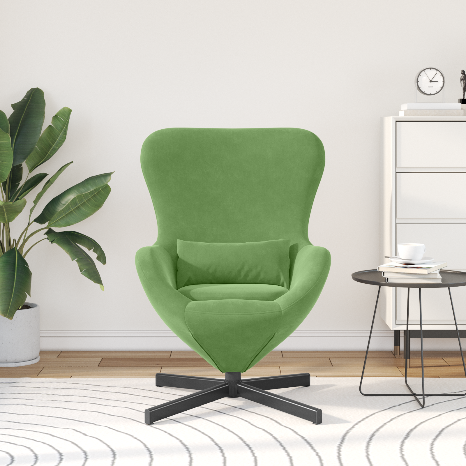 Egg Chair Light Green Velvet - Image 3