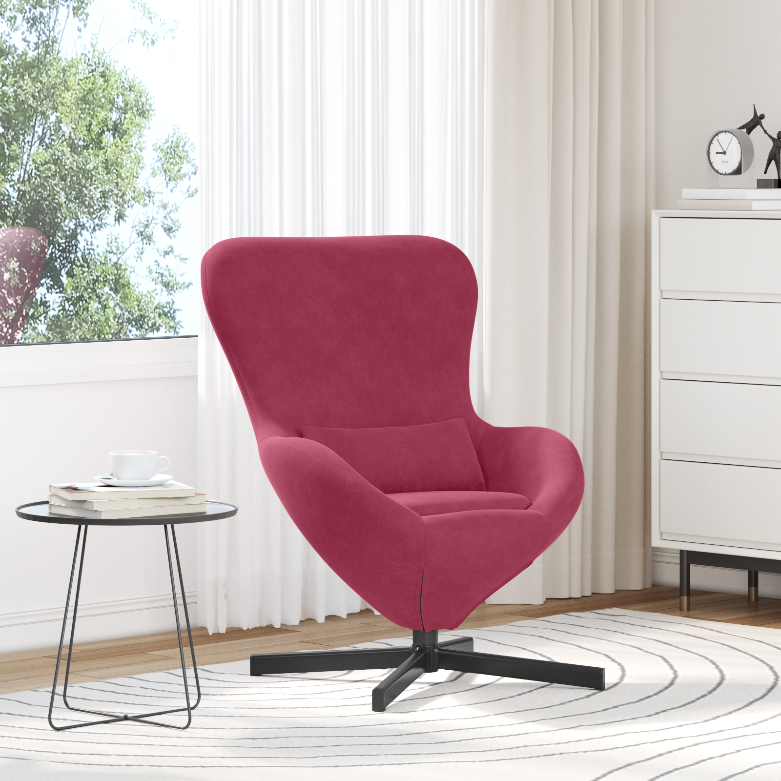 Egg Chair Wine Red Velvet
