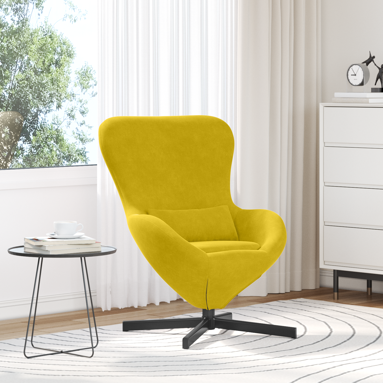 Egg Chair Yellow Velvet