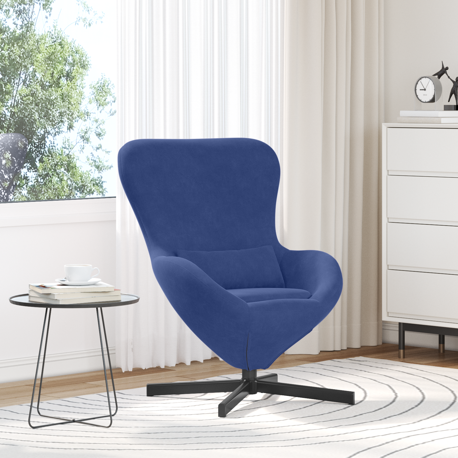 Egg Chair Police Blue Velvet