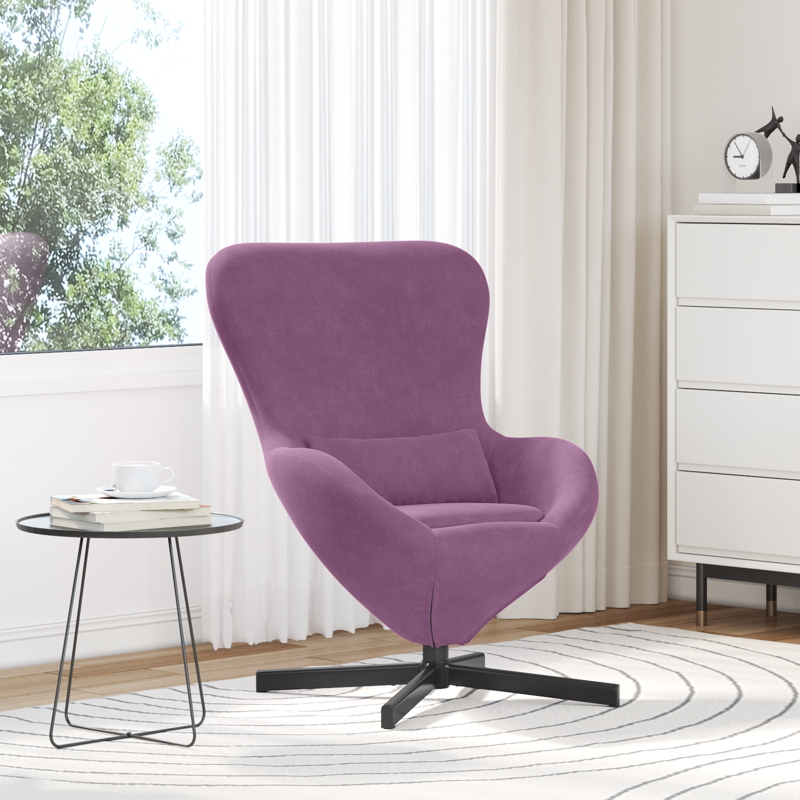 Egg Chair Purple Velvet
