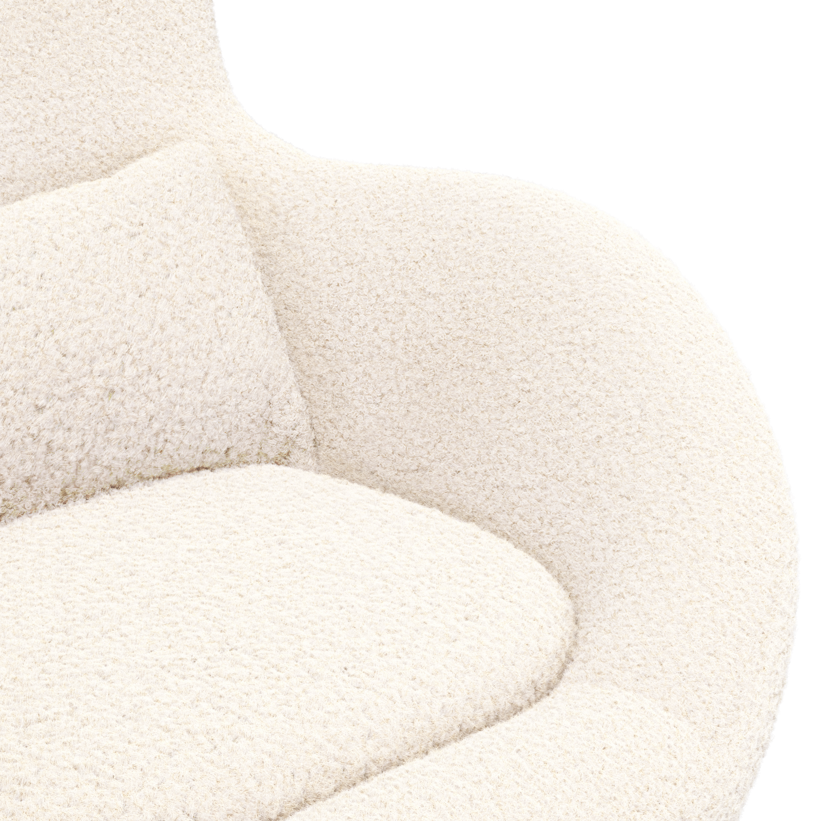 Egg Chair Cream Curly Wool-like Fabric - Image 7