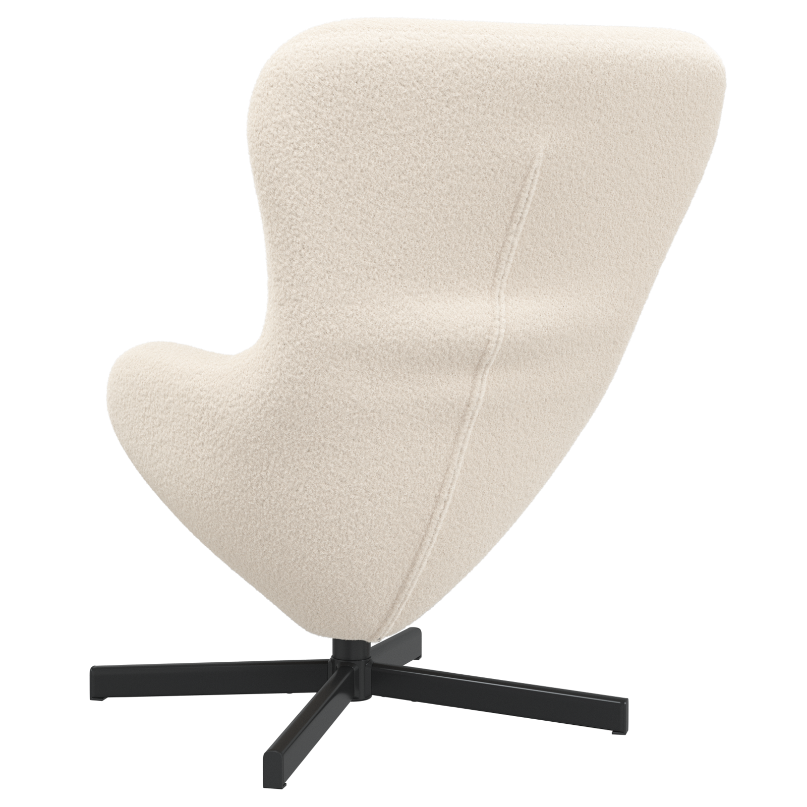 Egg Chair Cream Curly Wool-like Fabric - Image 6