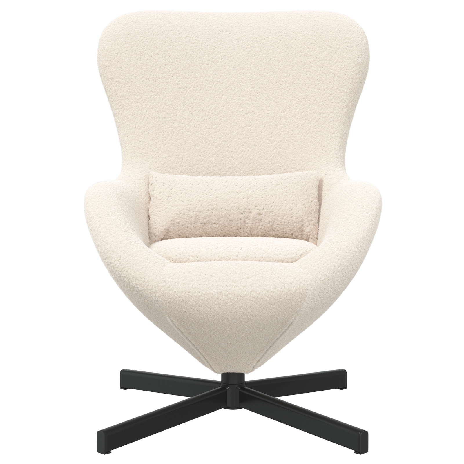 Egg Chair Cream Curly Wool-like Fabric - Image 4